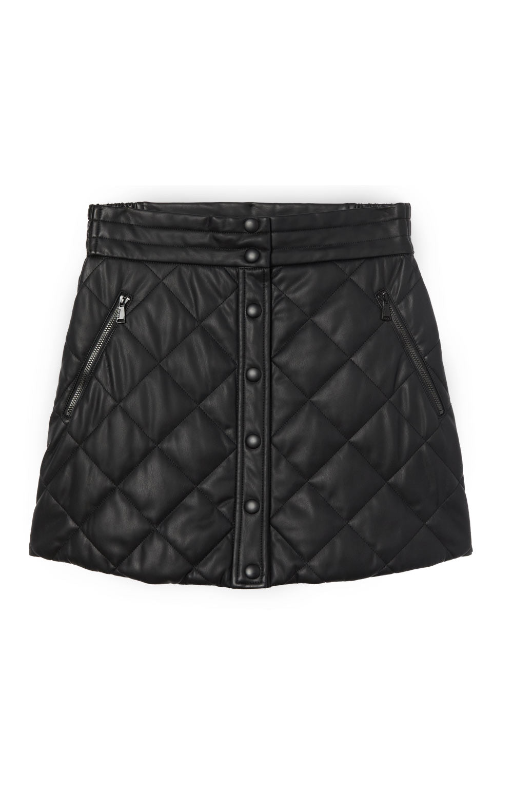 Alp N Rock Emilia Skirt, A-line quilted black faux leather mini skirt for women