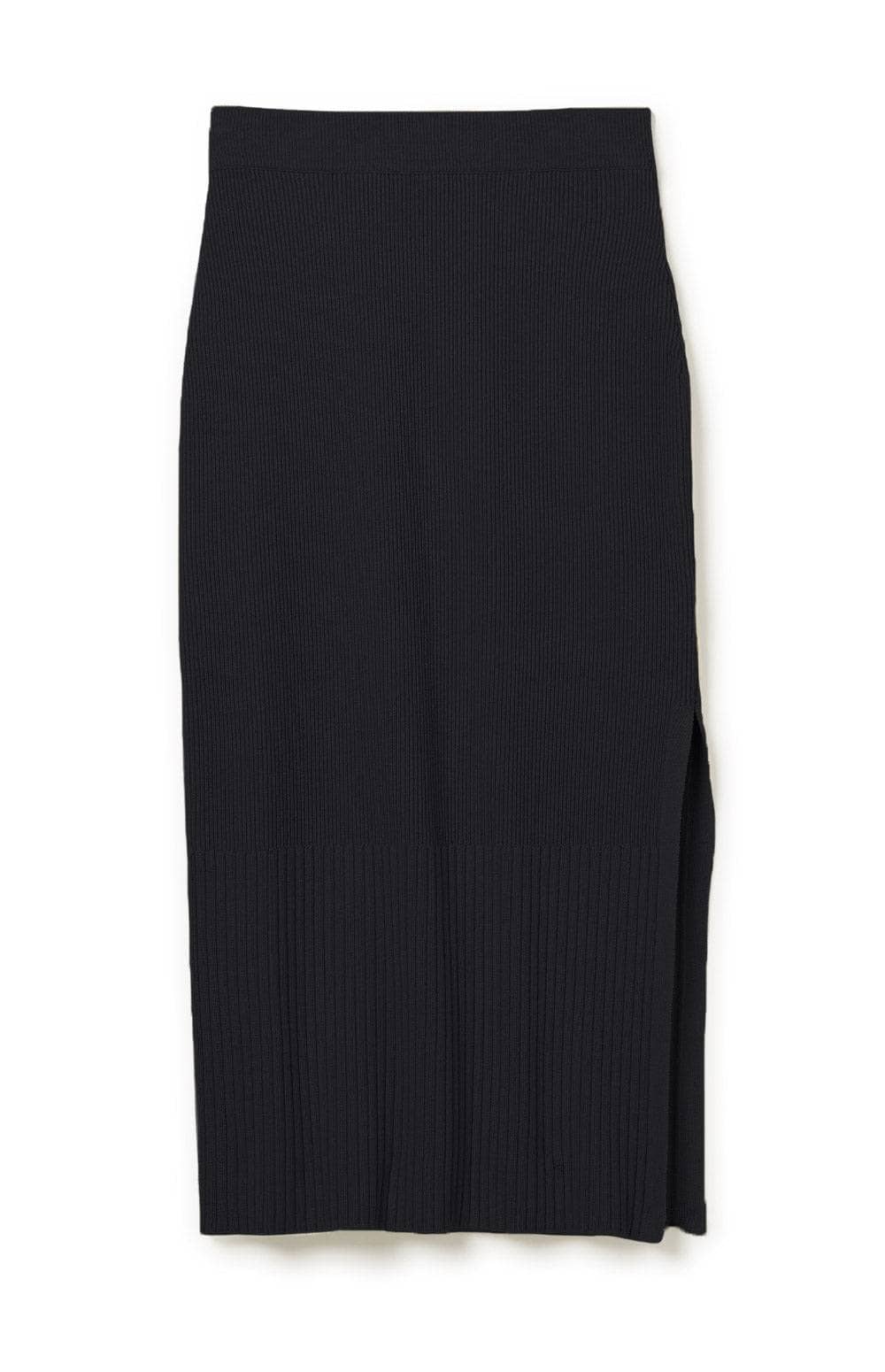 Ida Rib Skirt by Alp N Rock, Women's Black Stretch Knit Midi Skirt