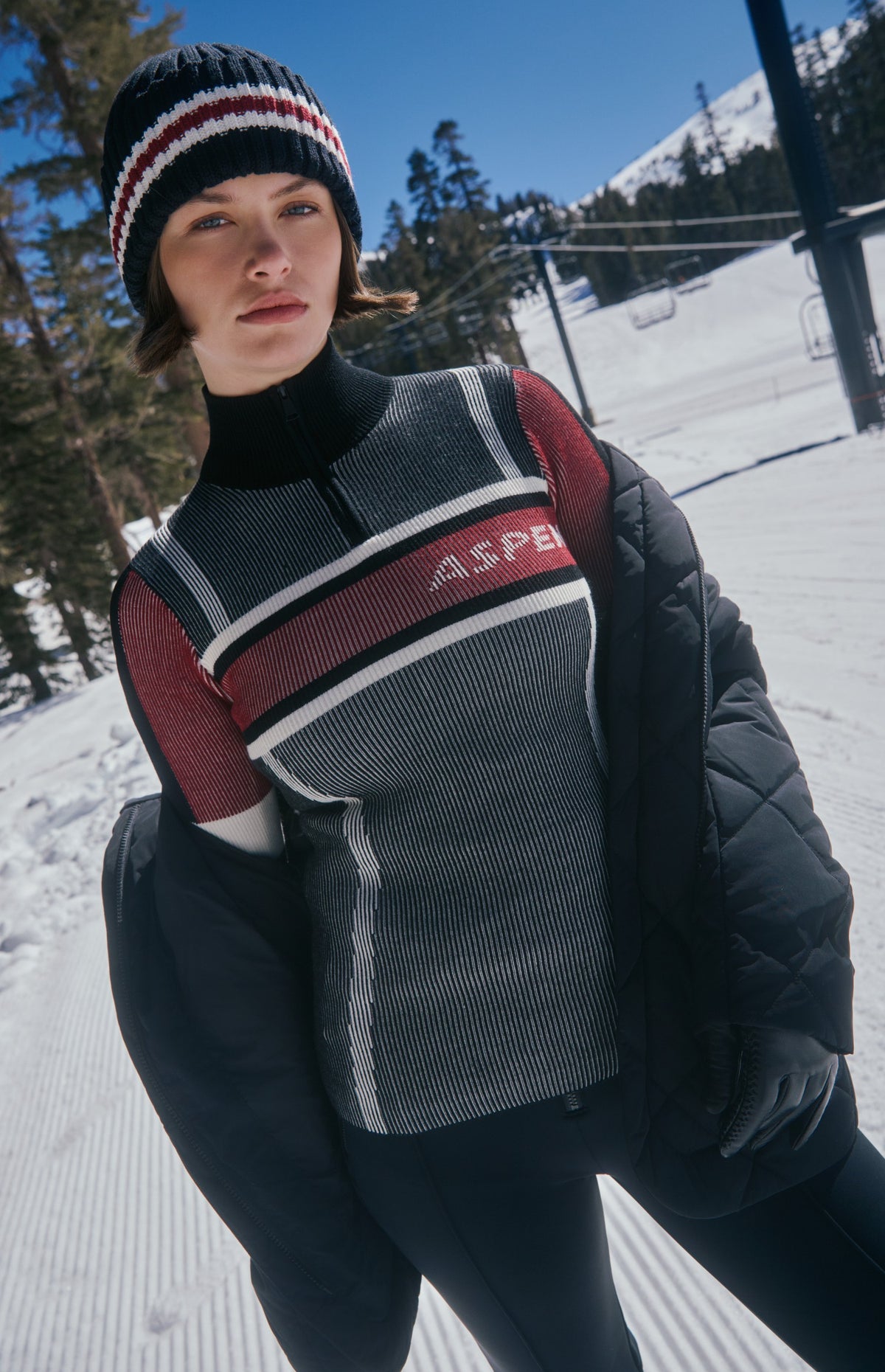 Aspen 1/4 Zip Ski Sweater, Black | Alp N Rock Alp N Rock Womens Sweater Aspen 1/4 Zip Ski Sweater | Black