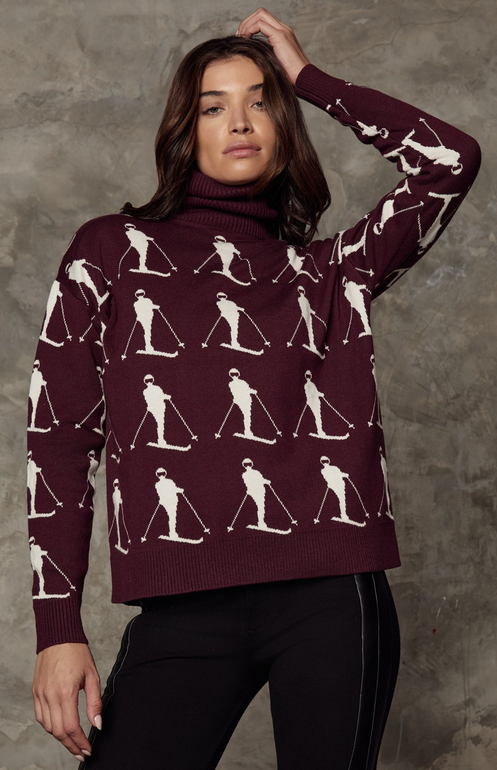 Dani Vintage Ski Sweater, Dark Cherry Alp N Rock