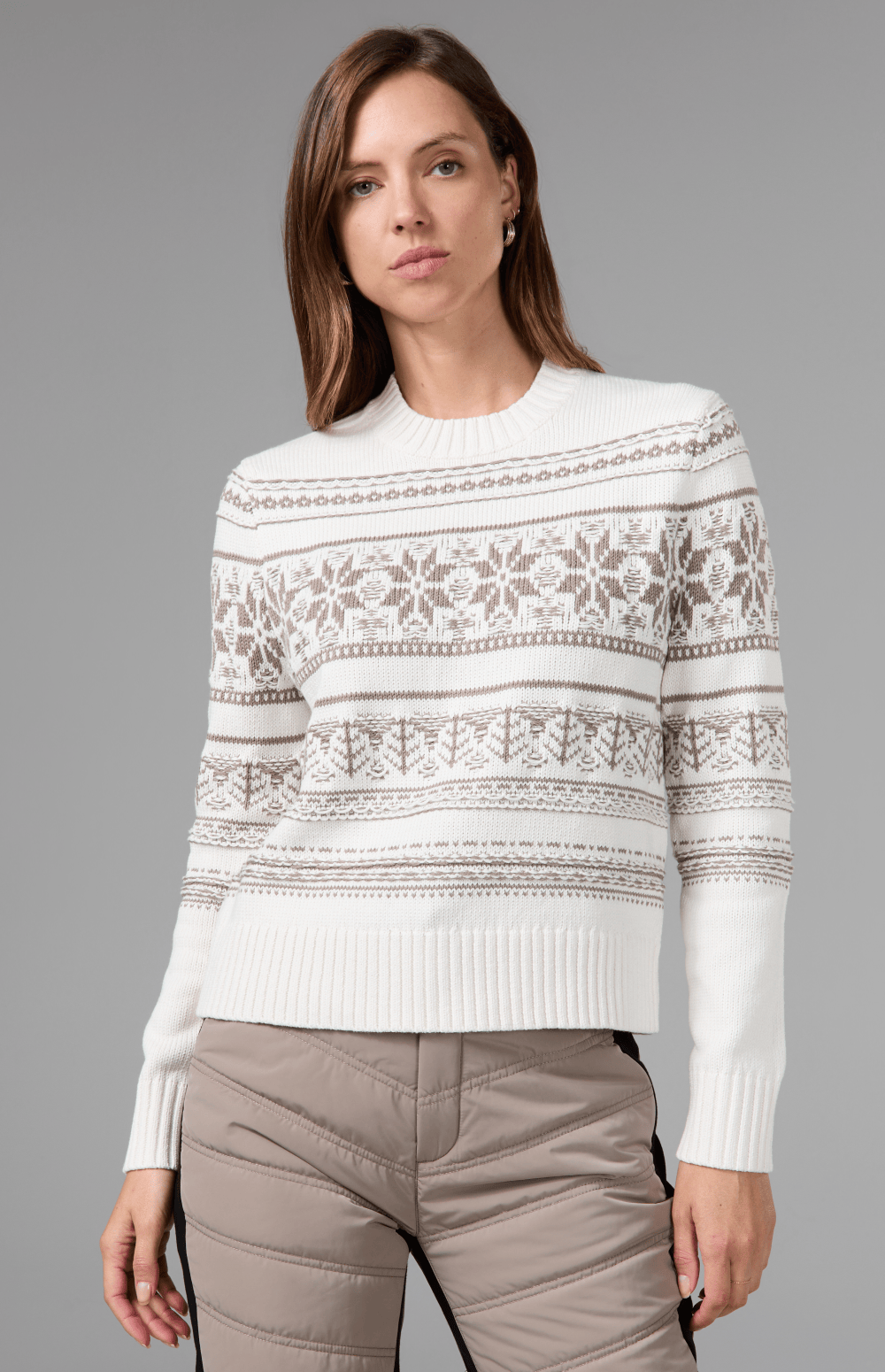 Alp N Rock Danika Fair Isle Sweater, white crew neck sweater for women