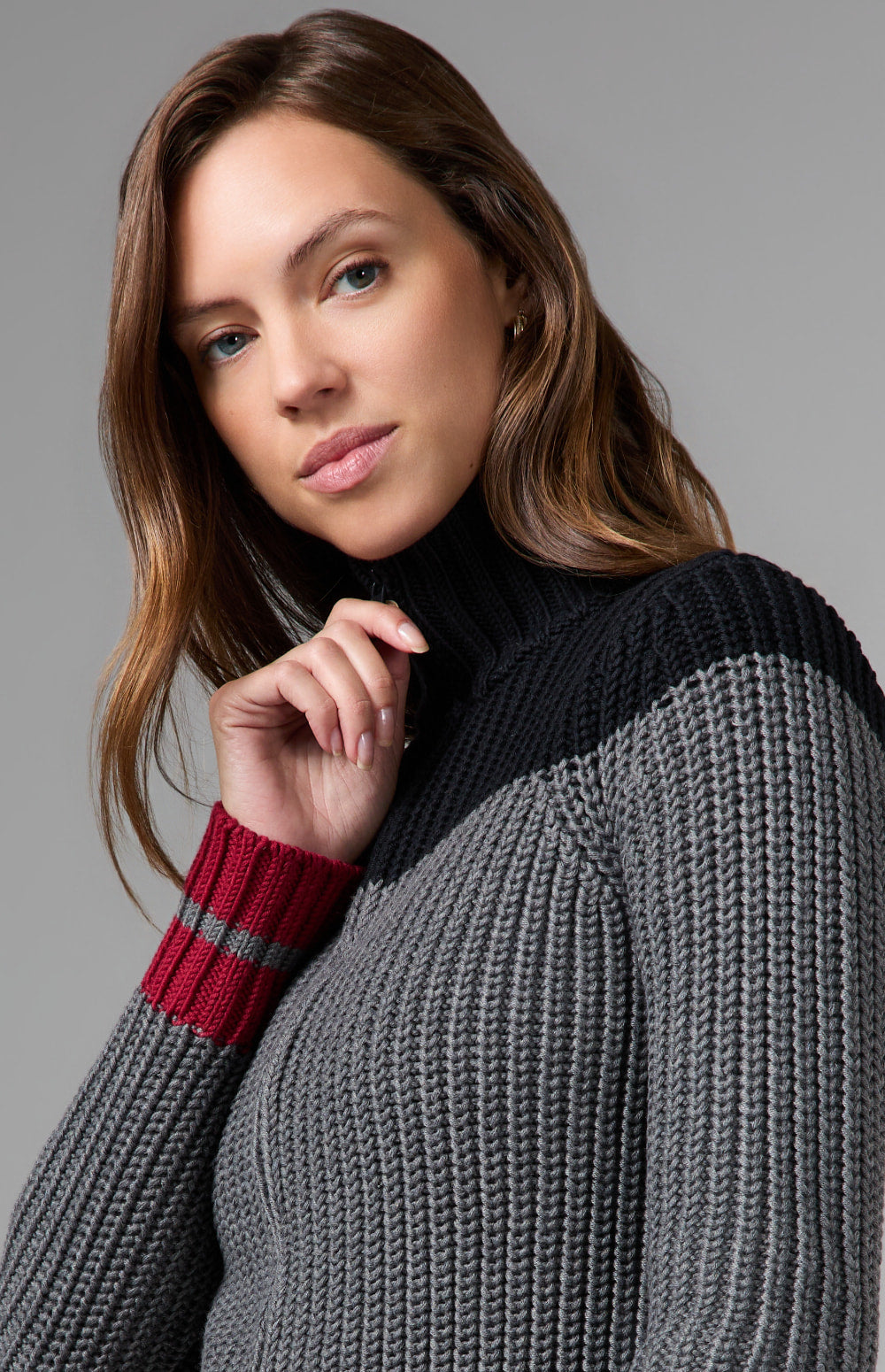 Alp N Rock Daphne Zip Stripe Cardigan, heather grey striped zip cardigan for women