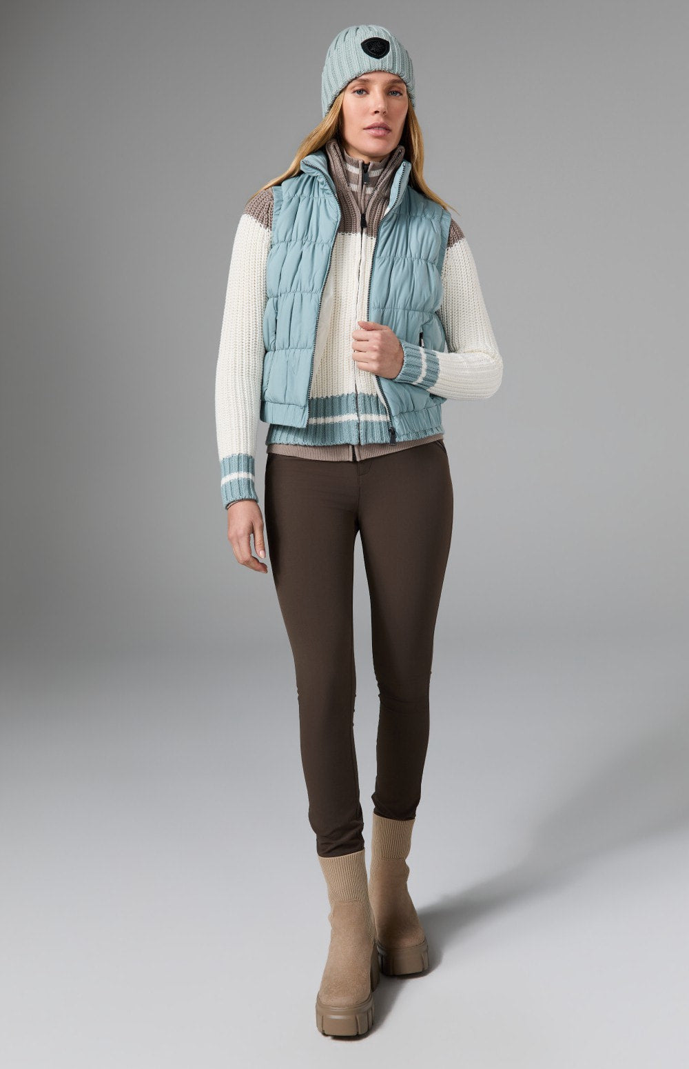 Alp N Rock Daphne Zip Stripe Cardigan, white striped zip cardigan for women