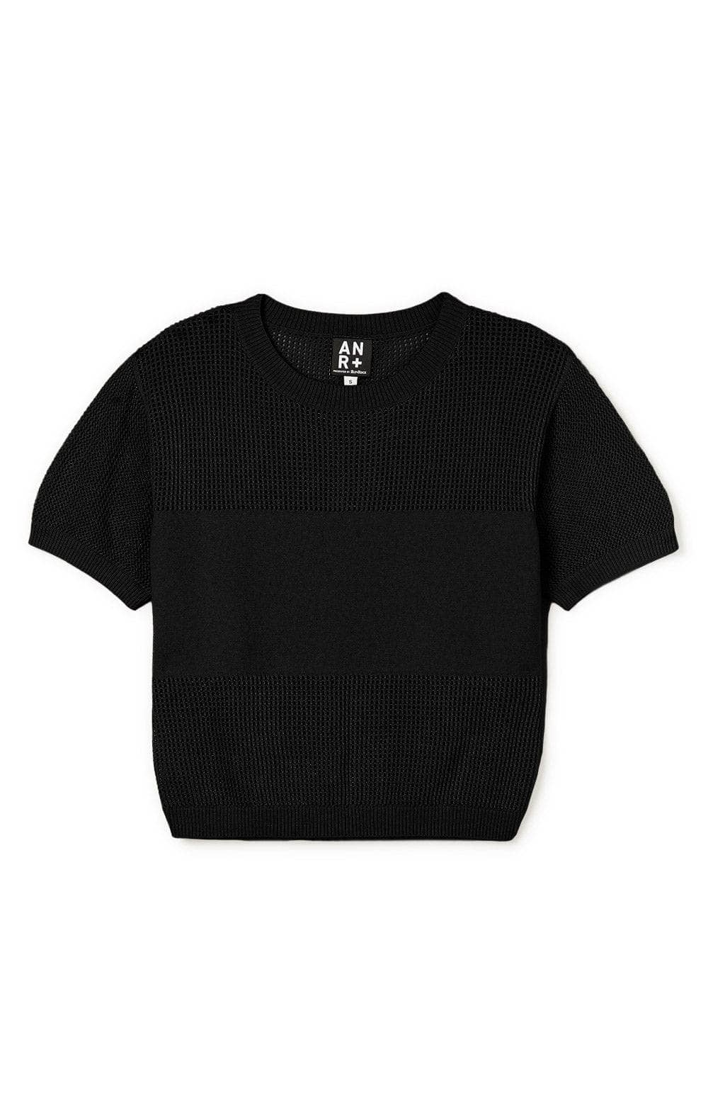 Alp N Rock Emma Top, Women's Black Short Sleeve Open Knit Sweater