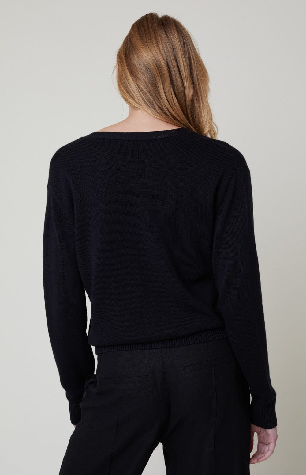 Florence Cardigan Sweater by Alp N Rock, Women's Black Lightweight Sweater with Button Front and Patch Pockets