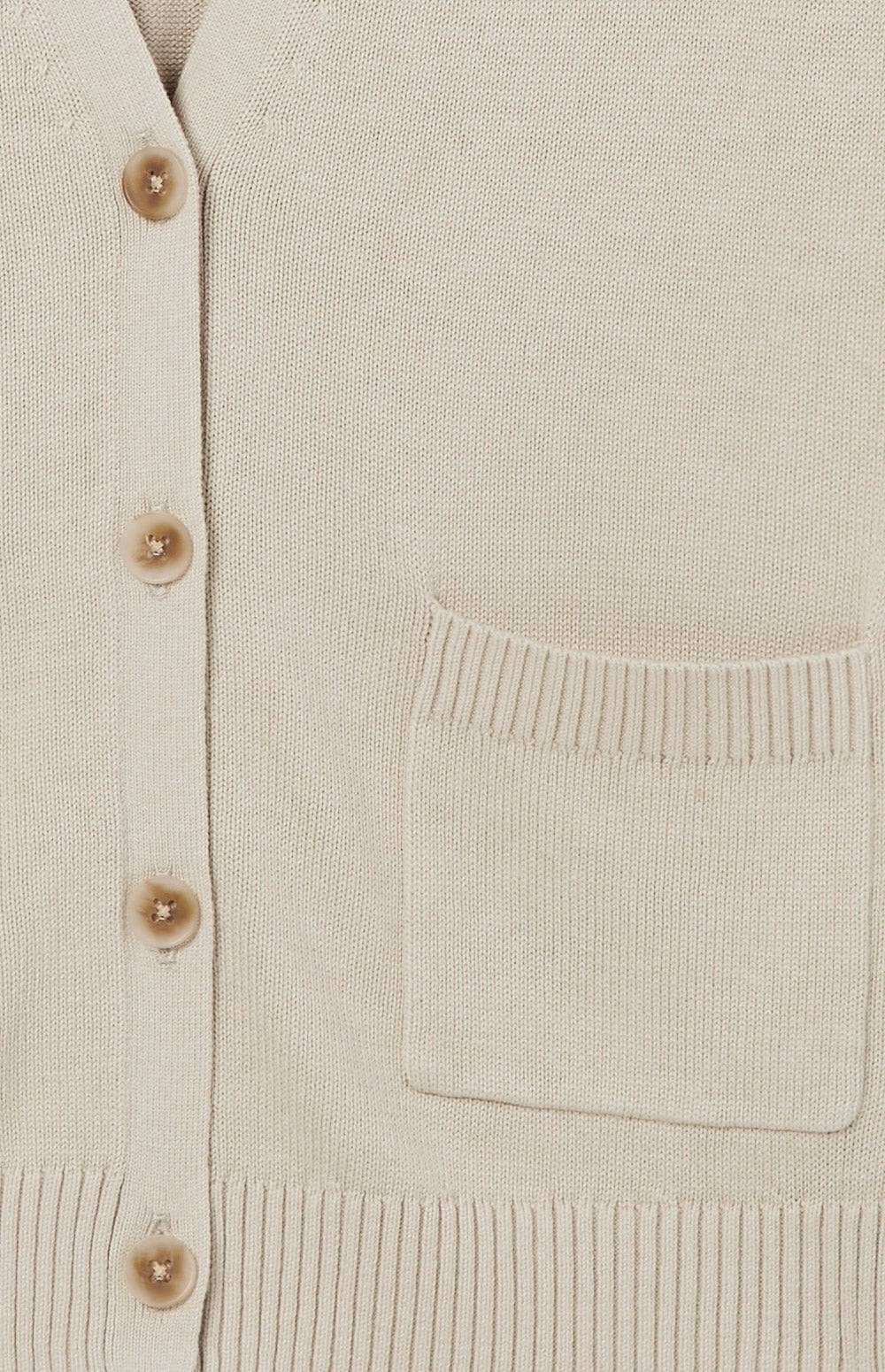 Florence Cardigan Sweater by Alp N Rock, Women's Beige Lightweight Sweater with Button Front and Patch Pockets