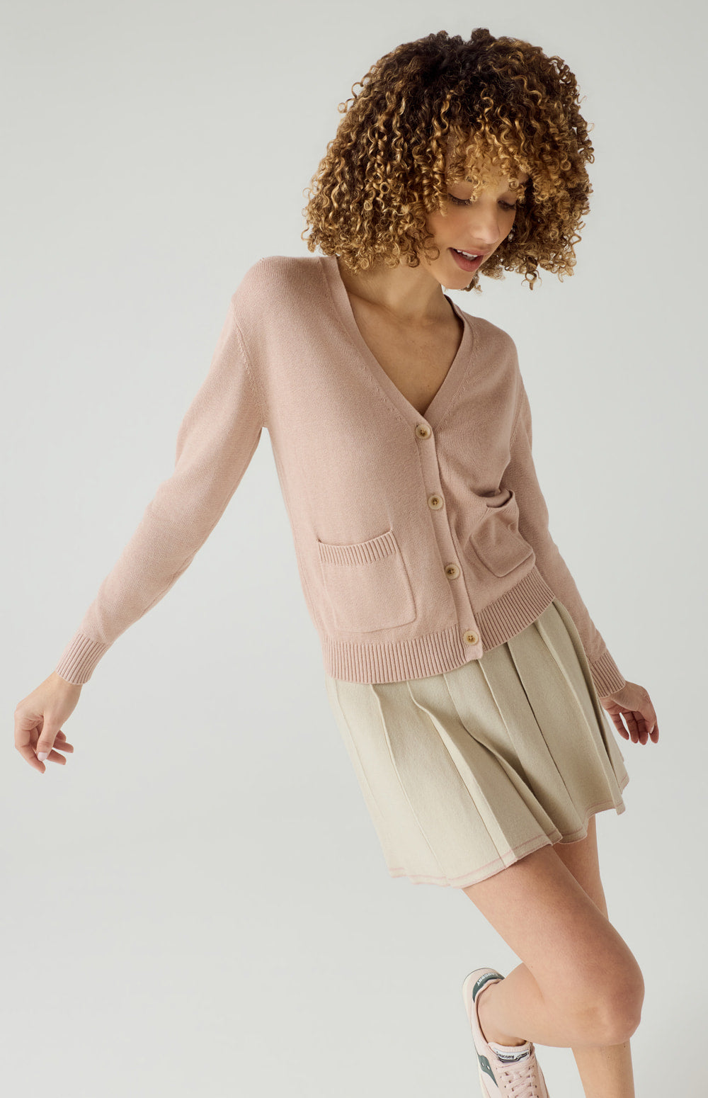 Alp N Rock Florence Cardigan, rose pink cardigan for women with front patch pockets