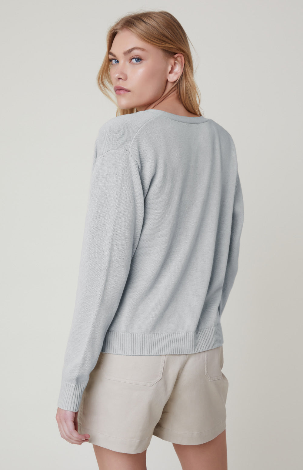 Alp N Rock Florence Cardigan Sweater, Women's Silver Sweater with Button Front and Patch Pockets