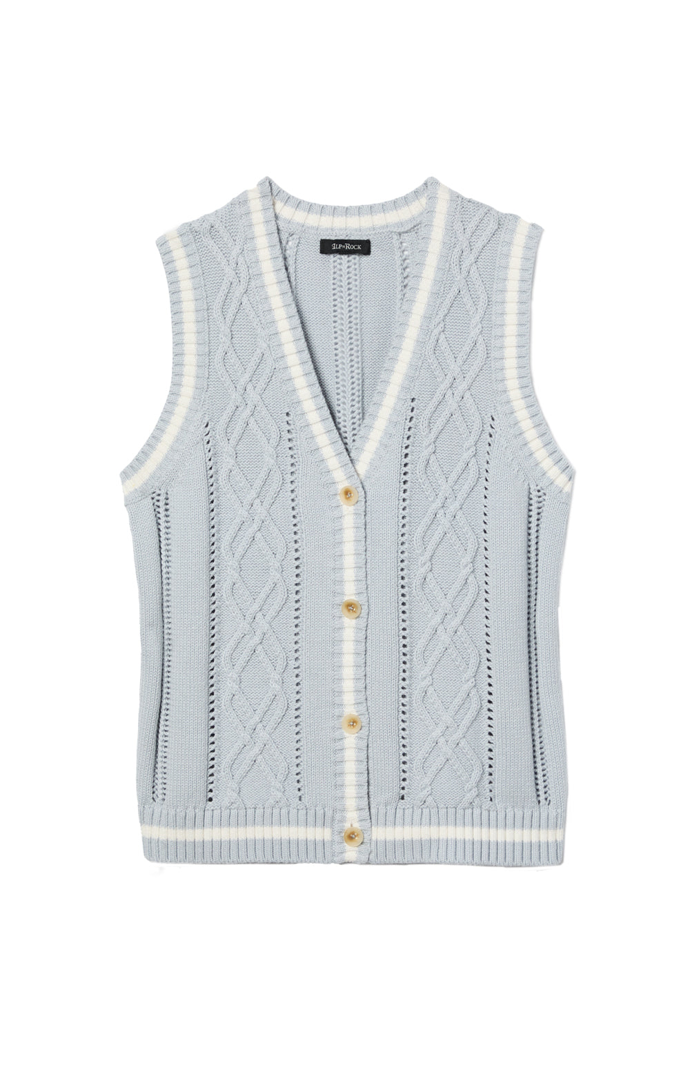 Alp N Rock Jade Vest, Women's Silver Sweater Vest with White Border Stripe
