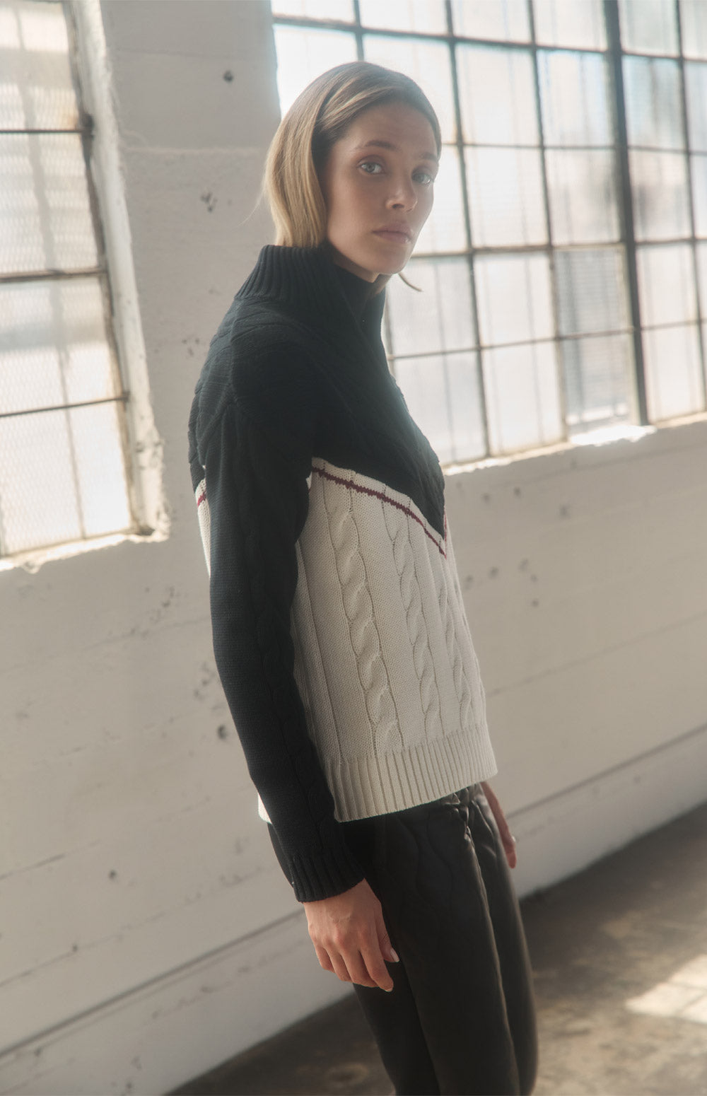 Jordan 1/2 Zip Cable Knit Sweater, Black | Alp N Rock Alp N Rock Womens Sweater Jordan 1/2 Zip Cable Knit Sweater | Black