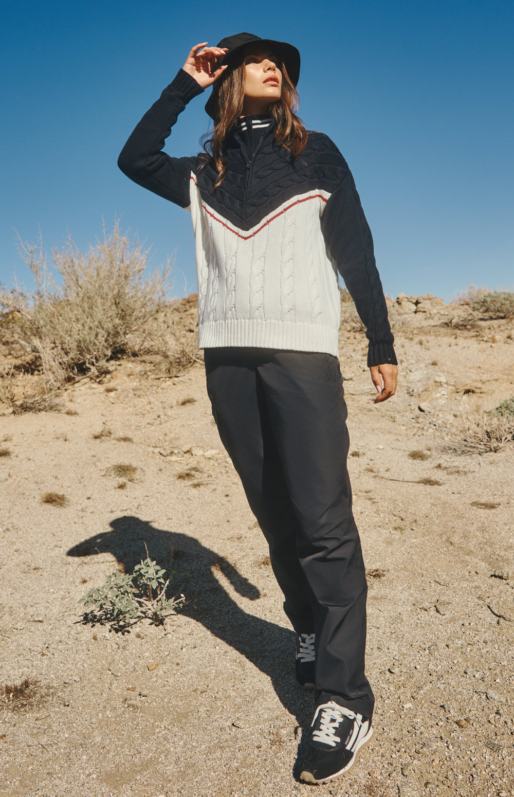 Jordan 1/2 Zip Cable Knit Sweater, Black | Alp N Rock Alp N Rock Womens Sweater Jordan 1/2 Zip Cable Knit Sweater | Black