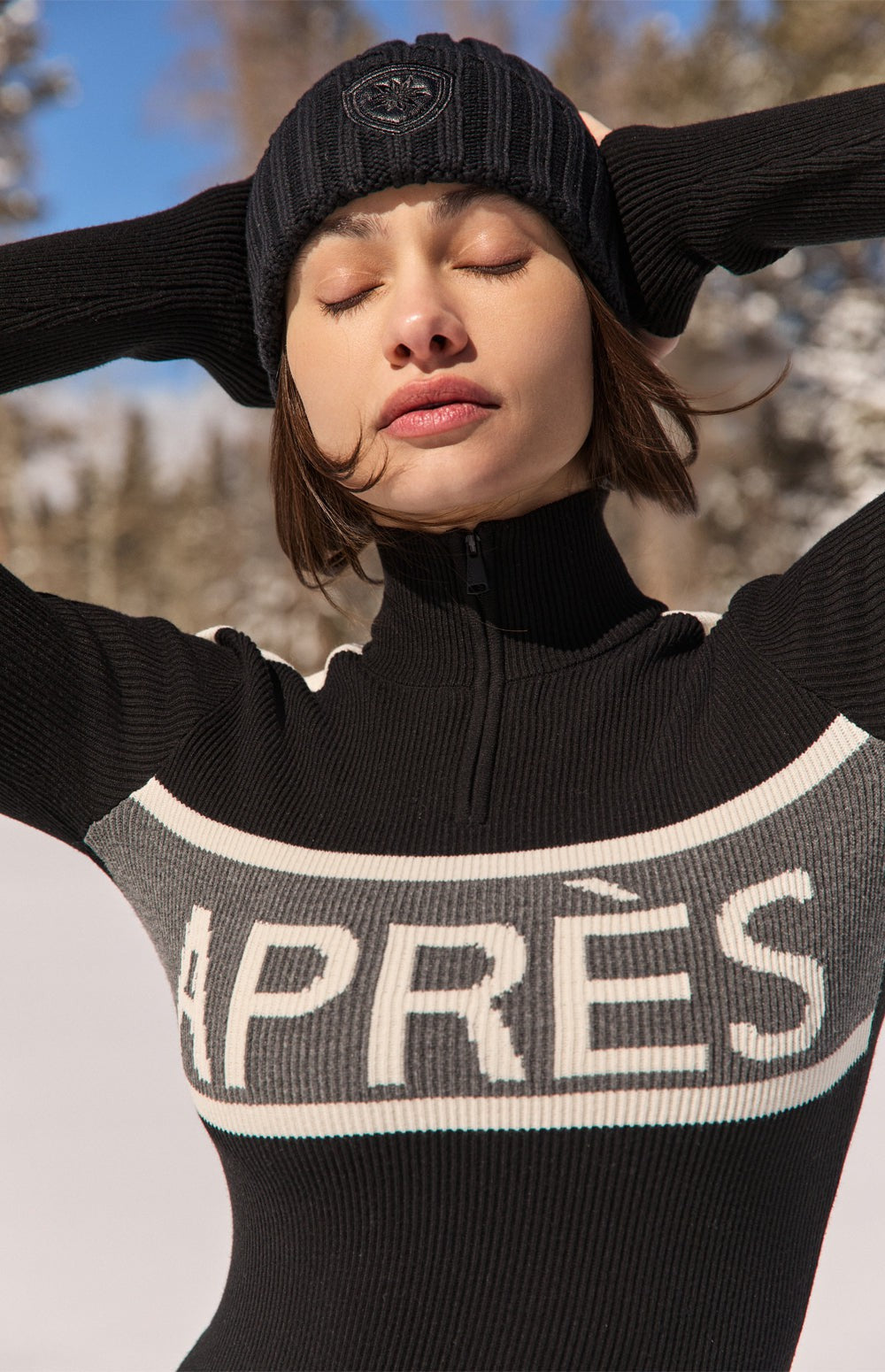 Kate 1/2 Zip Apres Sweater, Black Alp N Rock