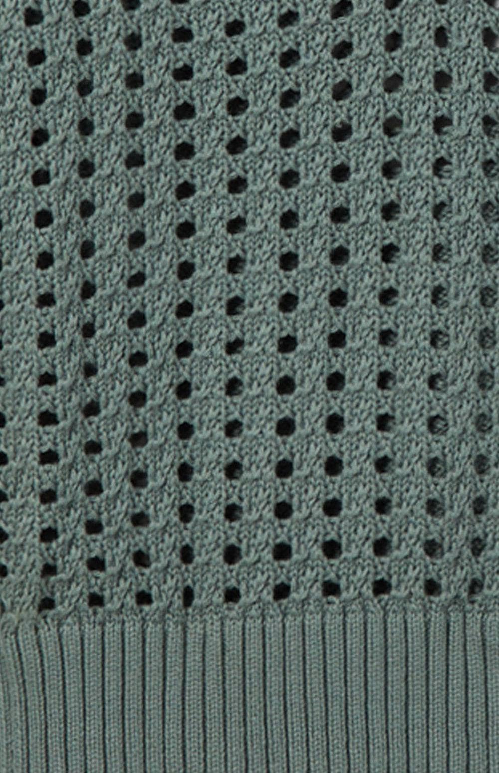 Kinna Cable Knit Sweater by Alp N Rock, Women's Green V Neck Open Weave Knit Sweater