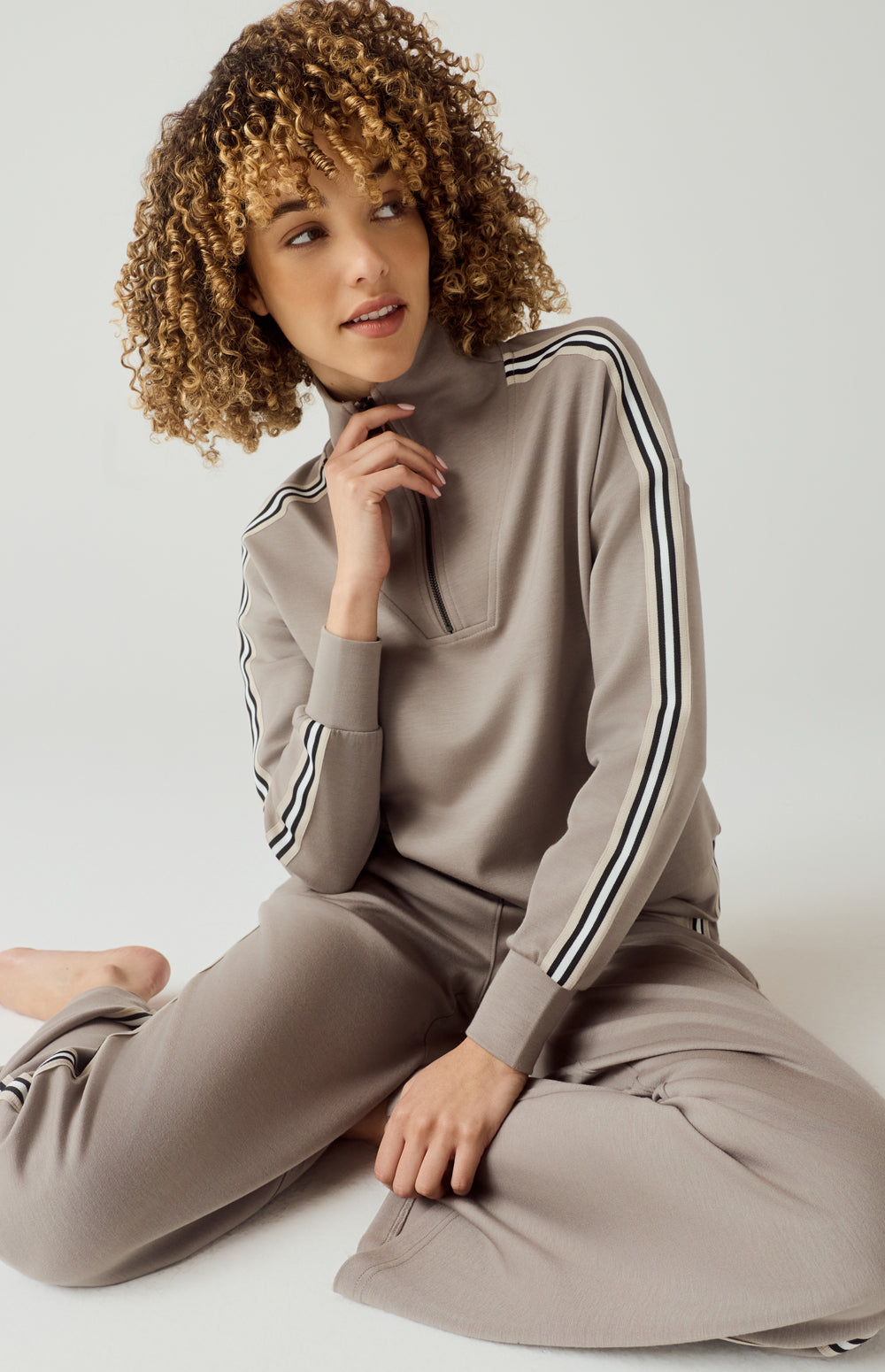 Alp N Rock Kinsley Pullover, beige half zip pullover sweatshirt for women