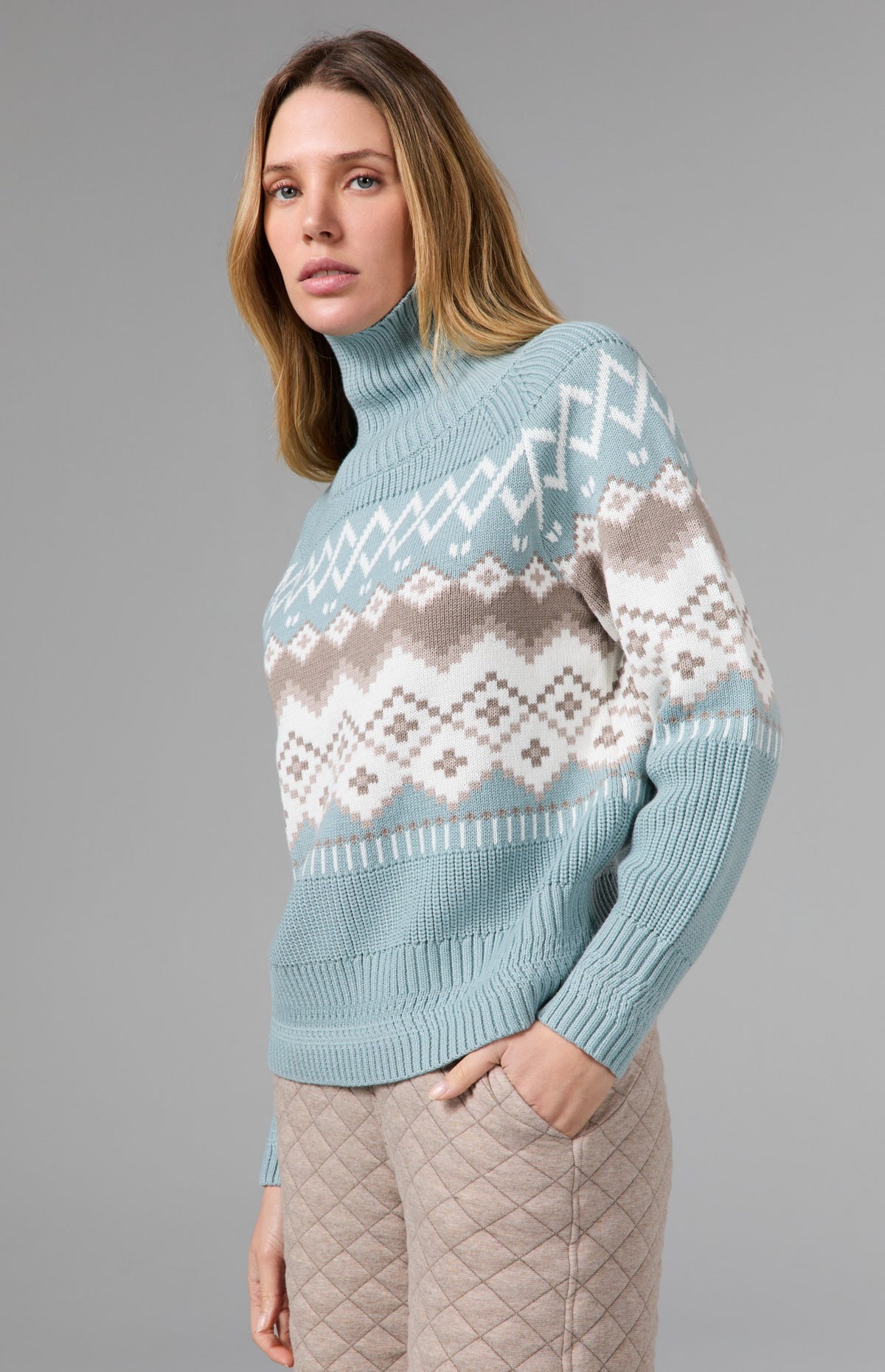 Leighton Mock Neck Ski Sweater, Silver Blue | Alp N Rock Alp N Rock Womens Sweater Leighton Mock Neck Ski Sweater | Silver Blue