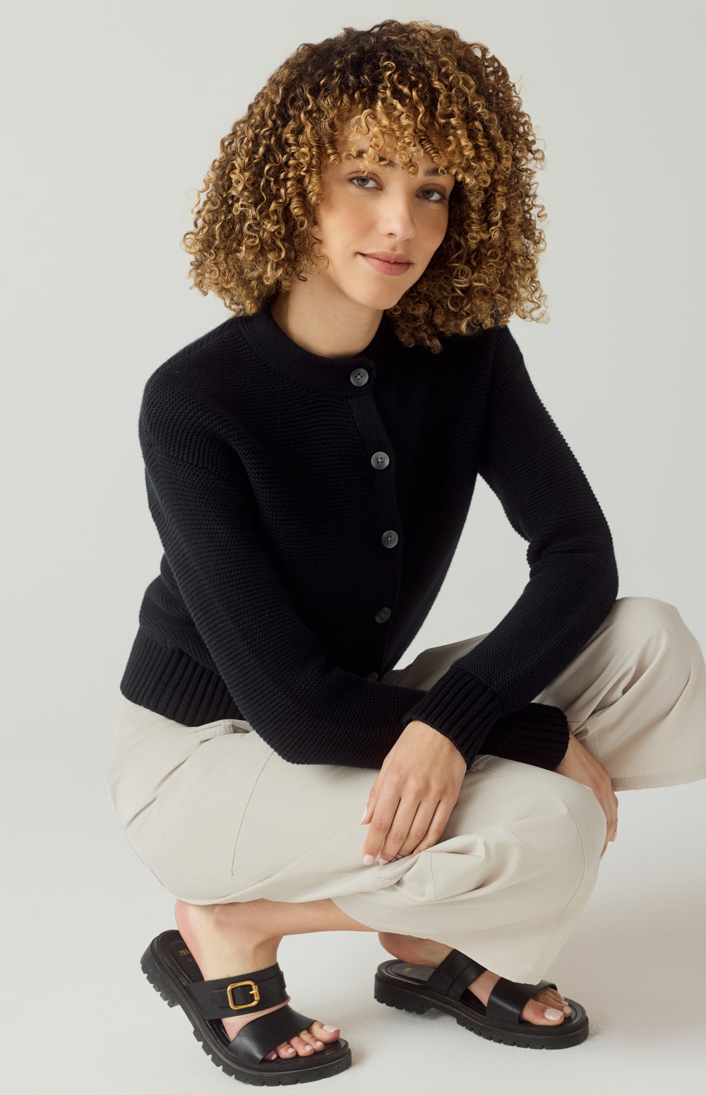 Alp N Rock Lexi Cardigan, black button front cotton cardigan for women