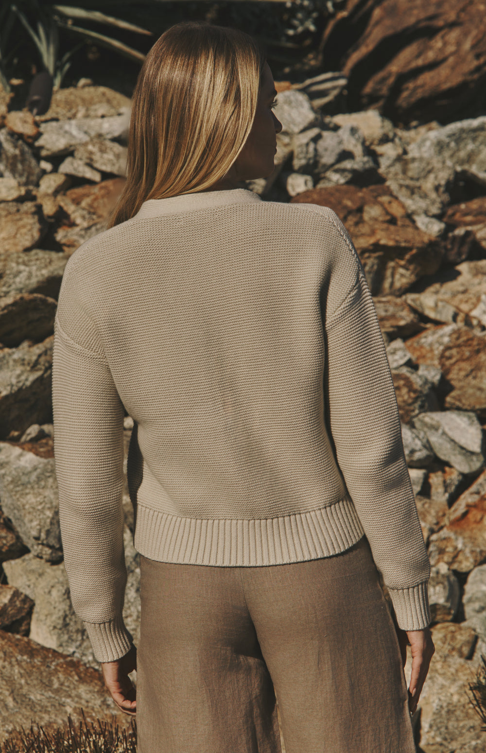 Alp N Rock Lexi Cardigan, beige button front cotton cardigan for women