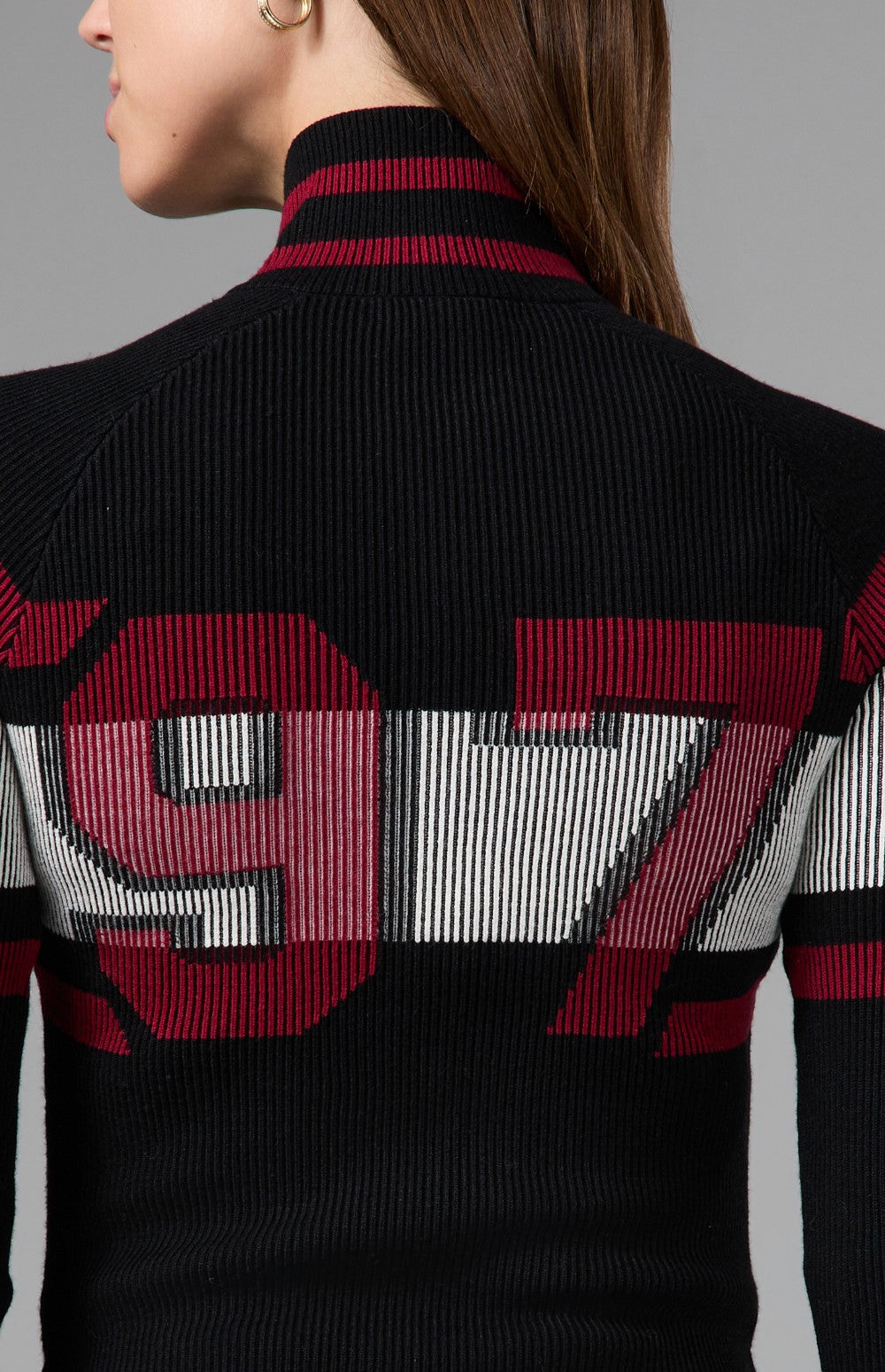 Alp N Rock Maia Full Zip Stripe Sweater, black full zip striped sweater for women