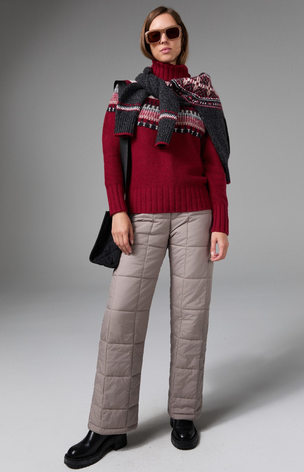 Alp N Rock Marla Turtleneck Sweater, red fair isle turtleneck ski sweater