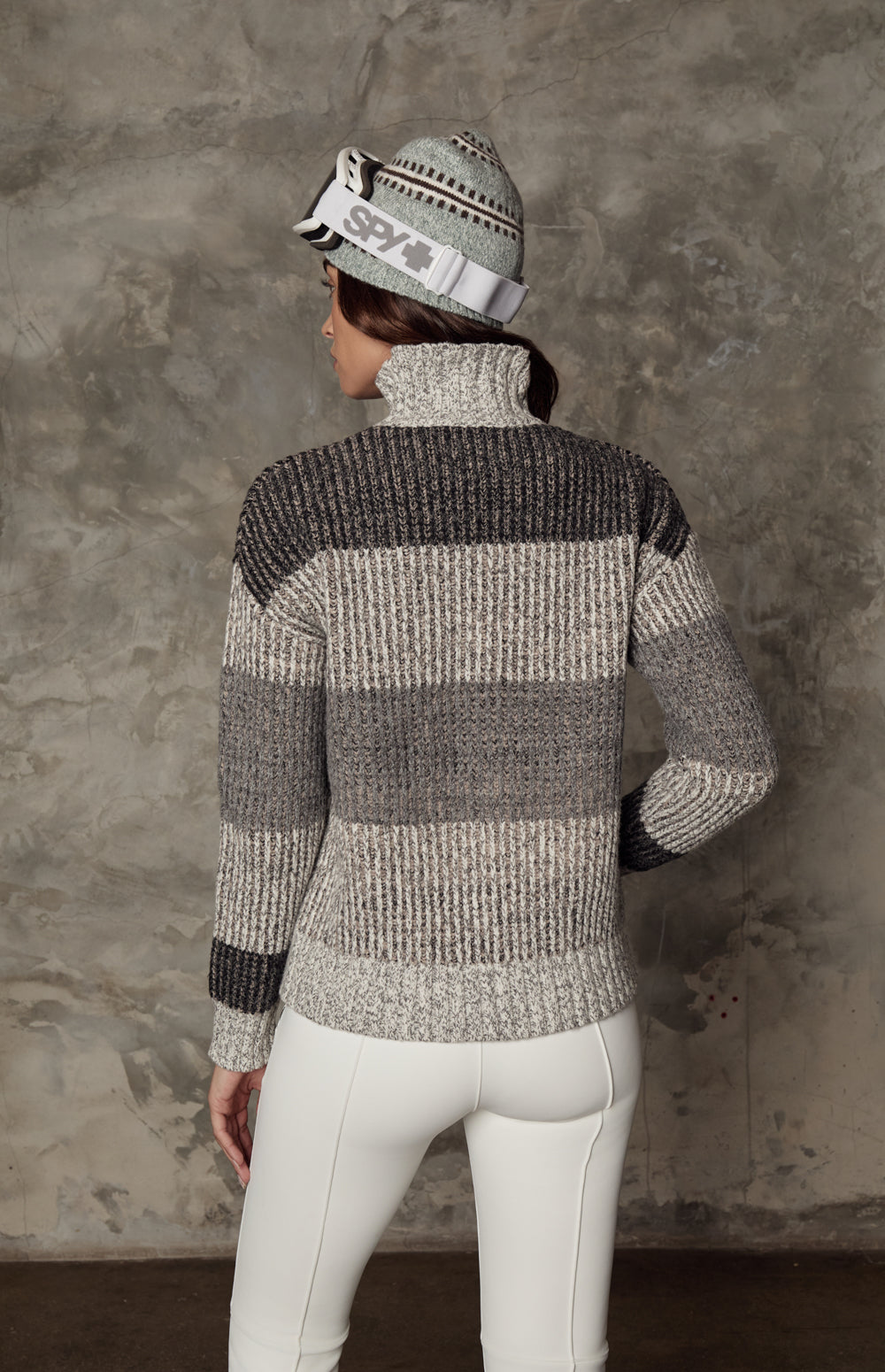Mila Mock Neck Stripe Sweater, Ivory | Alp N Rock Alp N Rock Womens Sweater Mila Mock Neck Stripe Sweater | Ivory