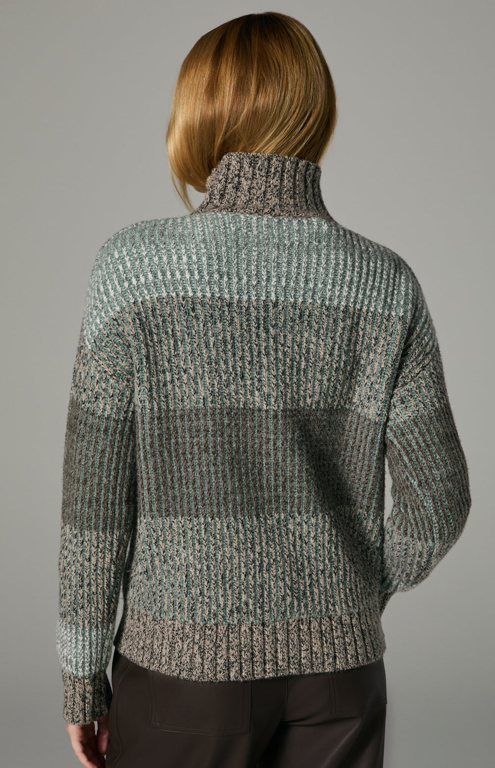 Alp N Rock Mila Sweater, beige cozy oversized mock neck striped sweater for women