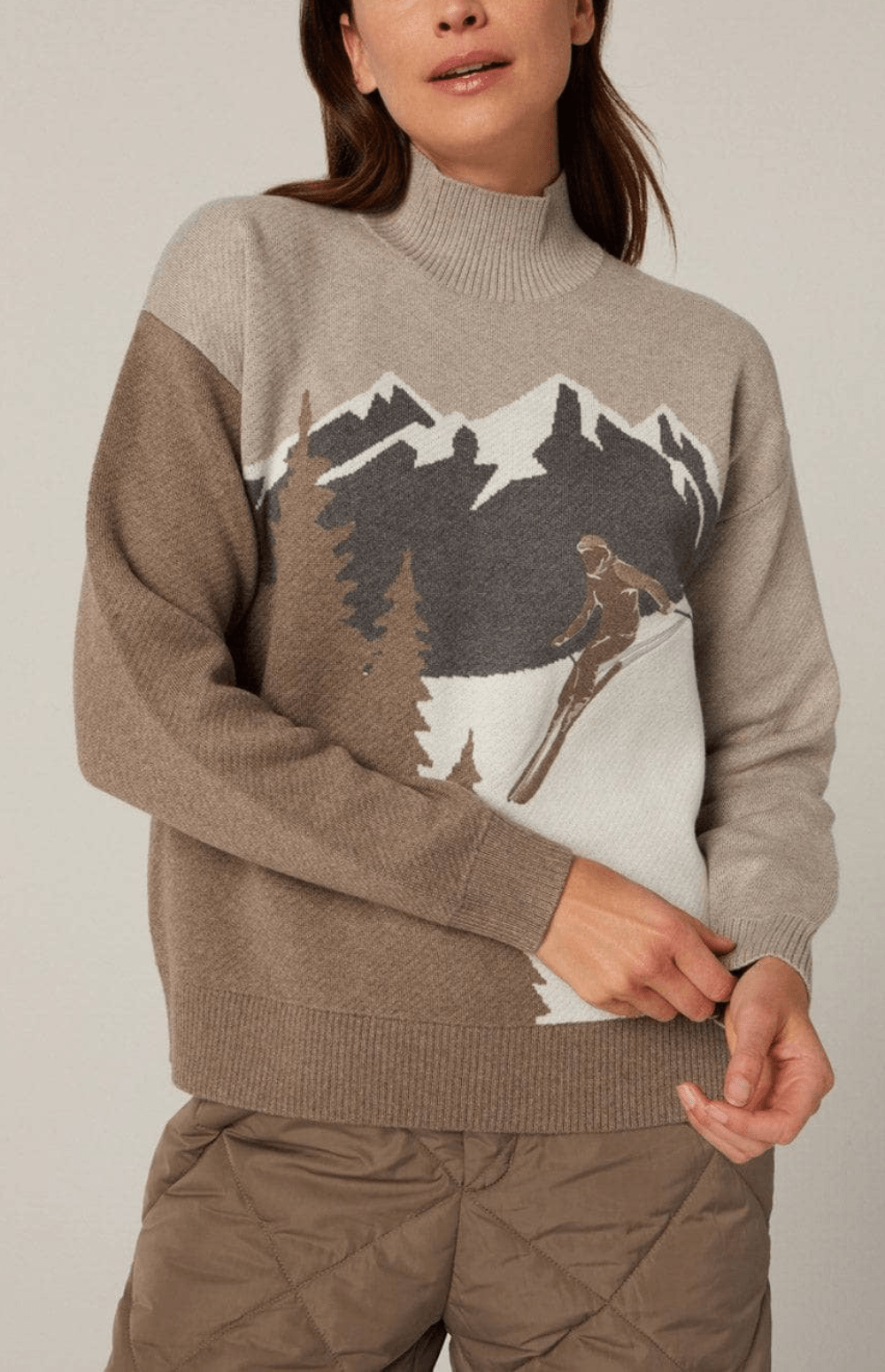 Portia Mock Neck Ski Sweater, Heather Stone | Alp N Rock Alp N Rock Womens Sweater Portia Mock Neck Sweater | Heather Stone - Preloved
