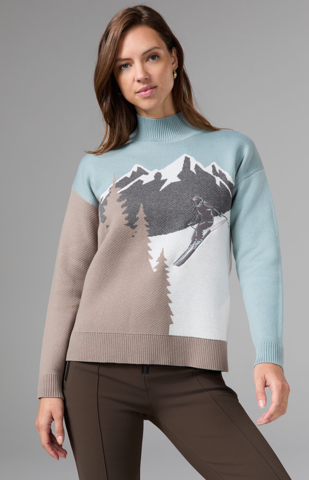 Portia Mock Neck Sweater, Silver Blue | Alp N Rock Alp N Rock Womens Sweater Portia Mock Neck Sweater | Silver Blue