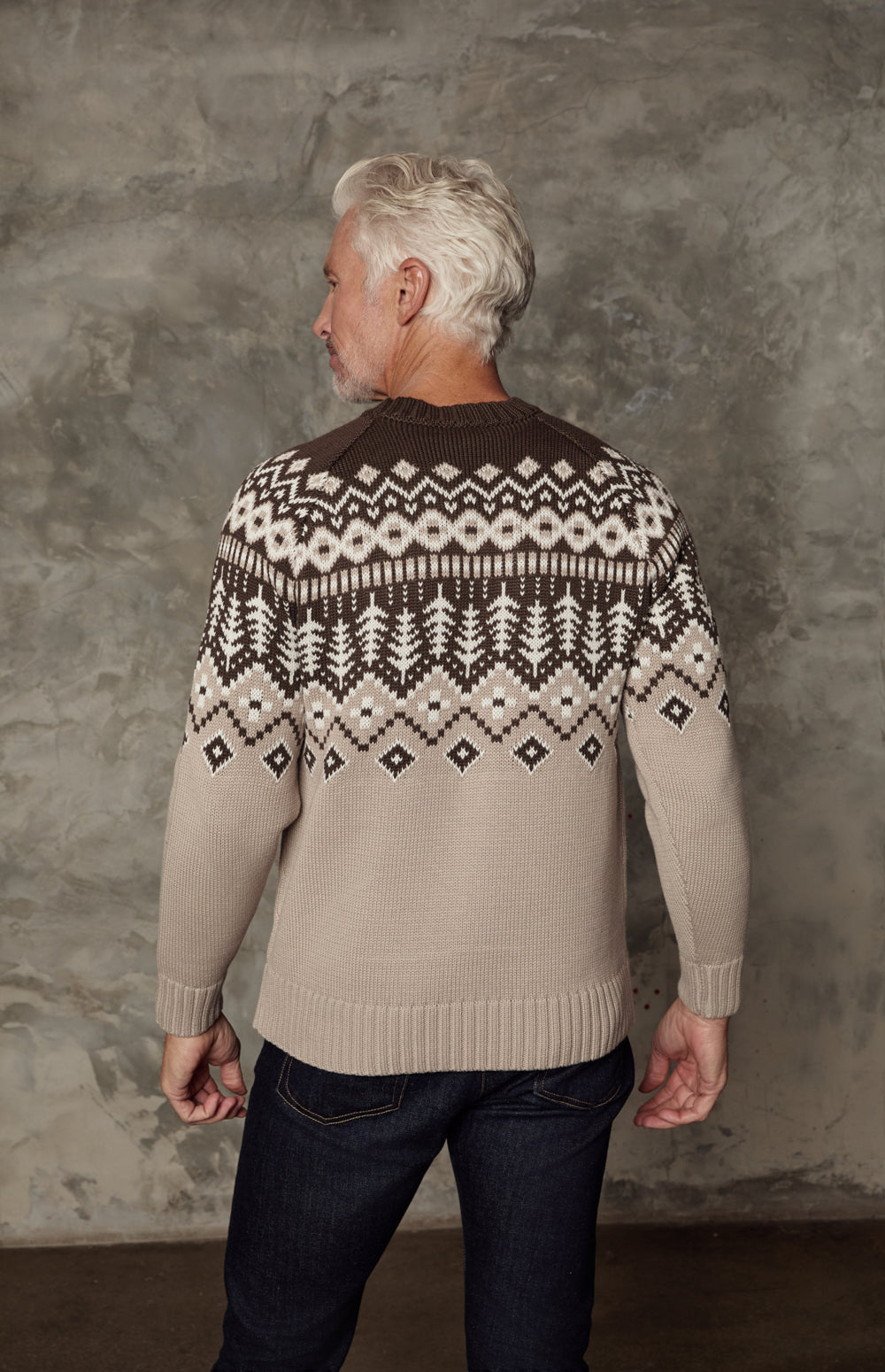 Sid Fair Isle Crewneck Sweater, Coffee | Alp N Rock Alp N Rock Womens Sweater Sid Fair Isle Crewneck Sweater | Coffee