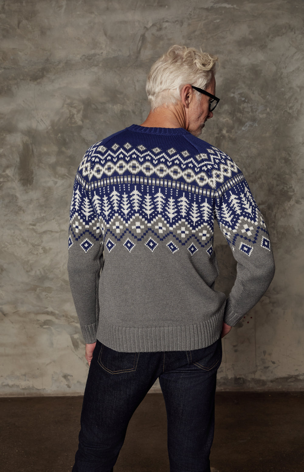 Sid Fair Isle Crewneck Sweater, Deep Blue | Alp N Rock Alp N Rock Womens Sweater Sid Fair Isle Crewneck Sweater | Deep Blue