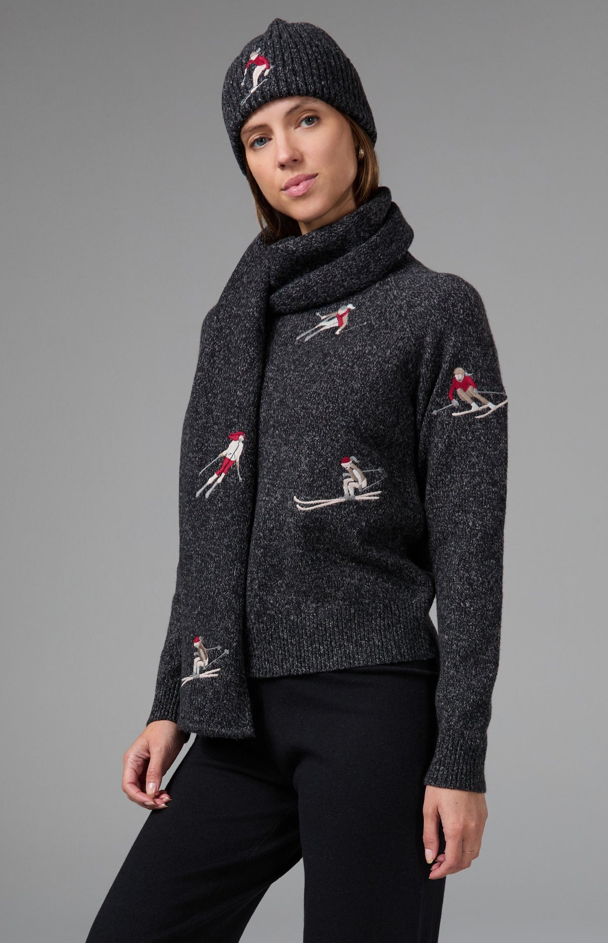 Talia Embroidered Skier Sweater, Black | Alp N Rock Alp N Rock Womens Sweater Talia Embroidered Skier Sweater | Black