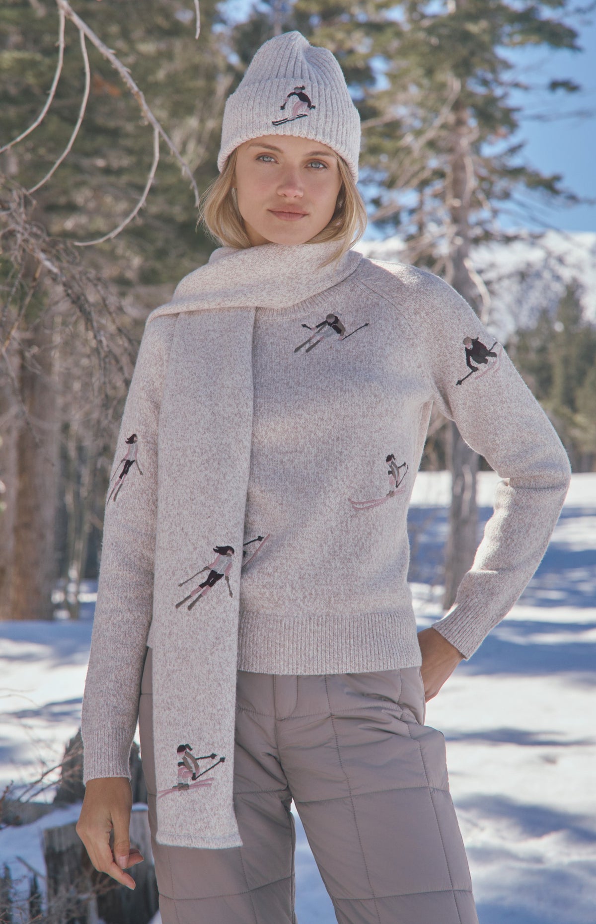 Talia Embroidered Skier Sweater, Ivory | Alp N Rock Alp N Rock Womens Sweater Talia Embroidered Skier Sweater | Ivory