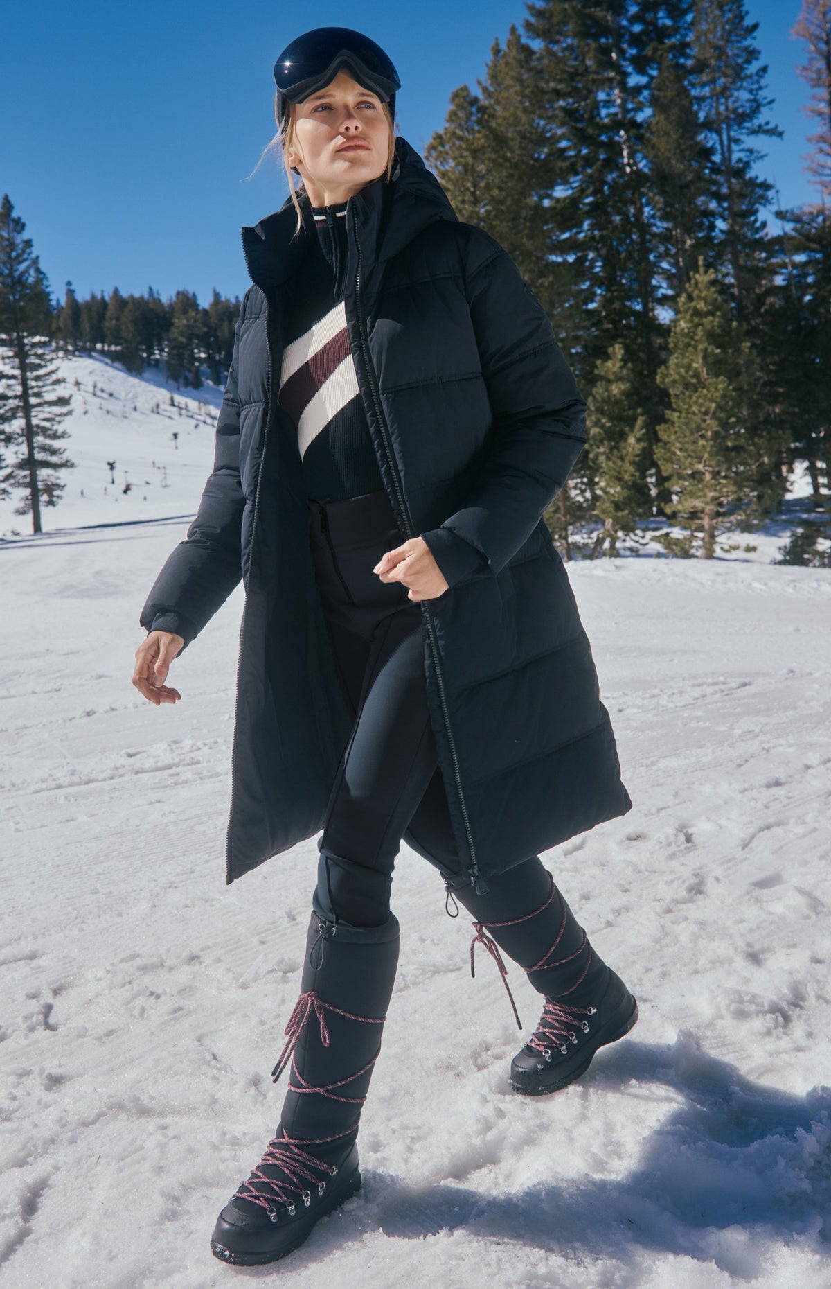 Tanya 1/2 Zip Stripe Ski Sweater, Black/Cabernet | Alp N Rock Alp N Rock Womens Sweater Tanya 1/2 Zip Stripe Ski Sweater | Black/Cabernet