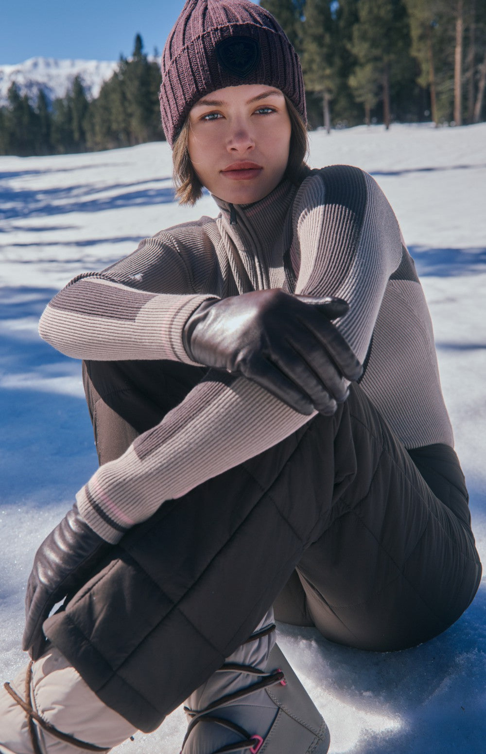 Tanya 1/2 Zip Stripe Ski Sweater, Fossil | Alp N Rock Alp N Rock Womens Sweater Tanya 1/2 Zip Stripe Ski Sweater | Fossil