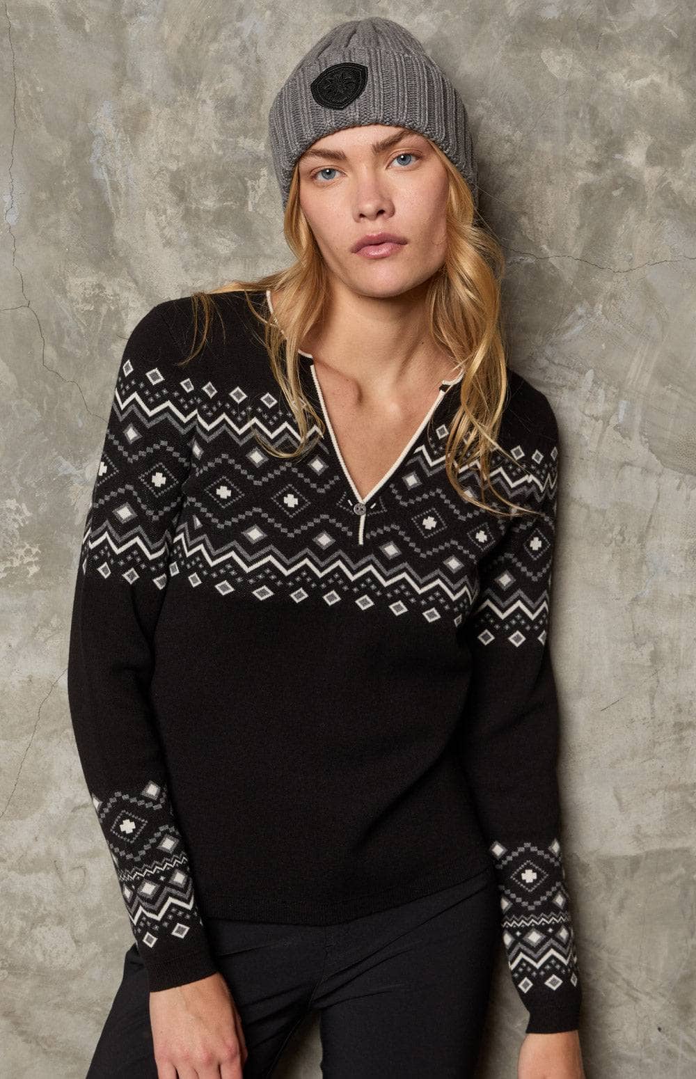 Yvette Henley Sweater, Black | Alp N Rock | Women's Sweater Alp N Rock Womens Sweater Yvette II Henley Sweater | Black