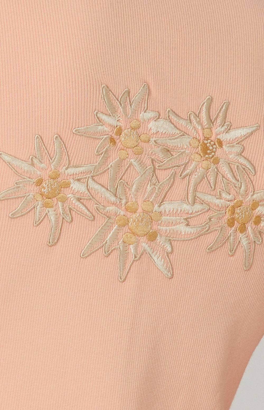 Colleen Henley Shirt by Alp N Rock, Women's Orange Short Sleeve Henley with Embroidered Details