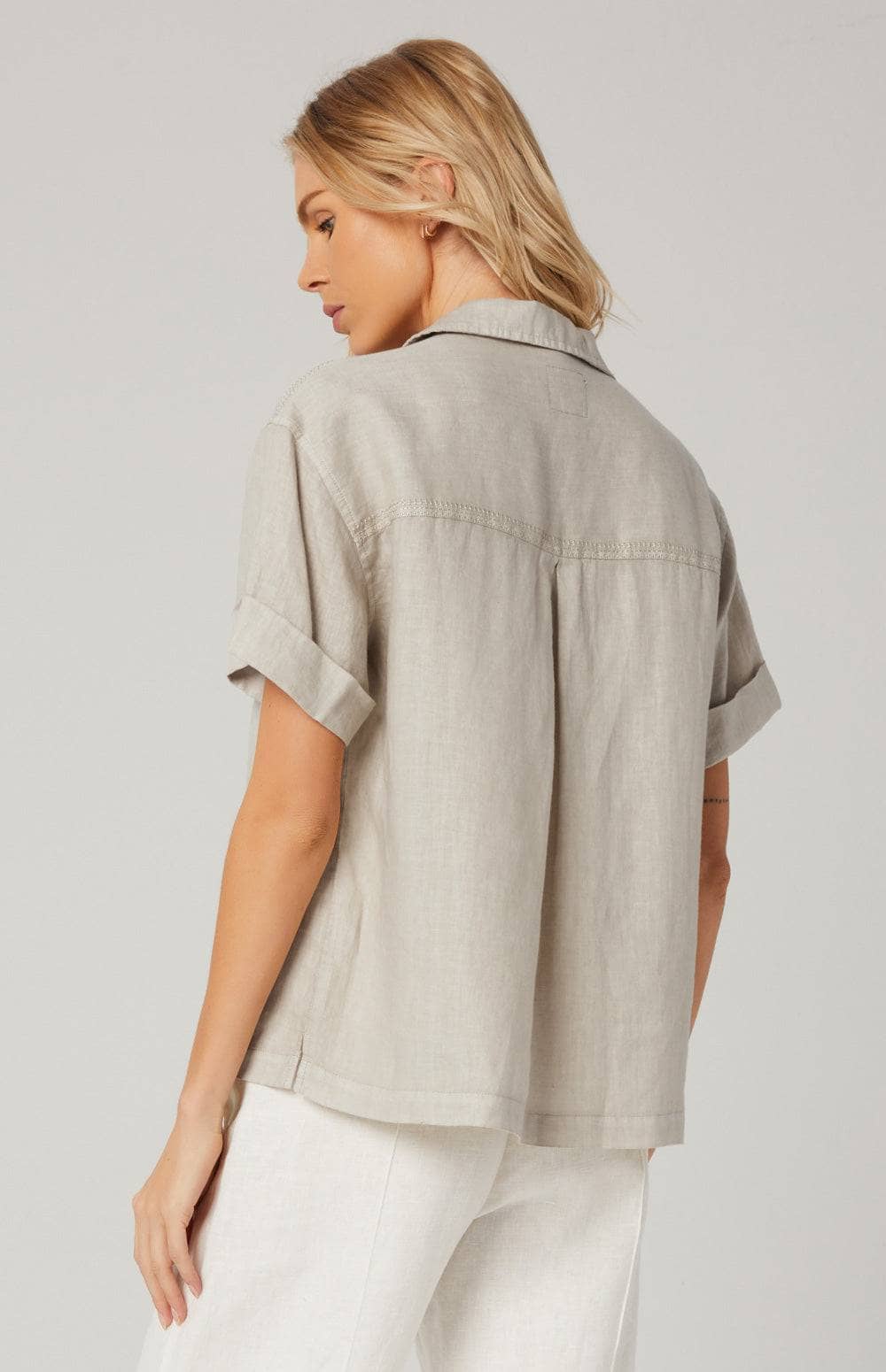 Jovie Shirt by Alp N Rock, Womens Beige Short Sleeve Linen Shirt
