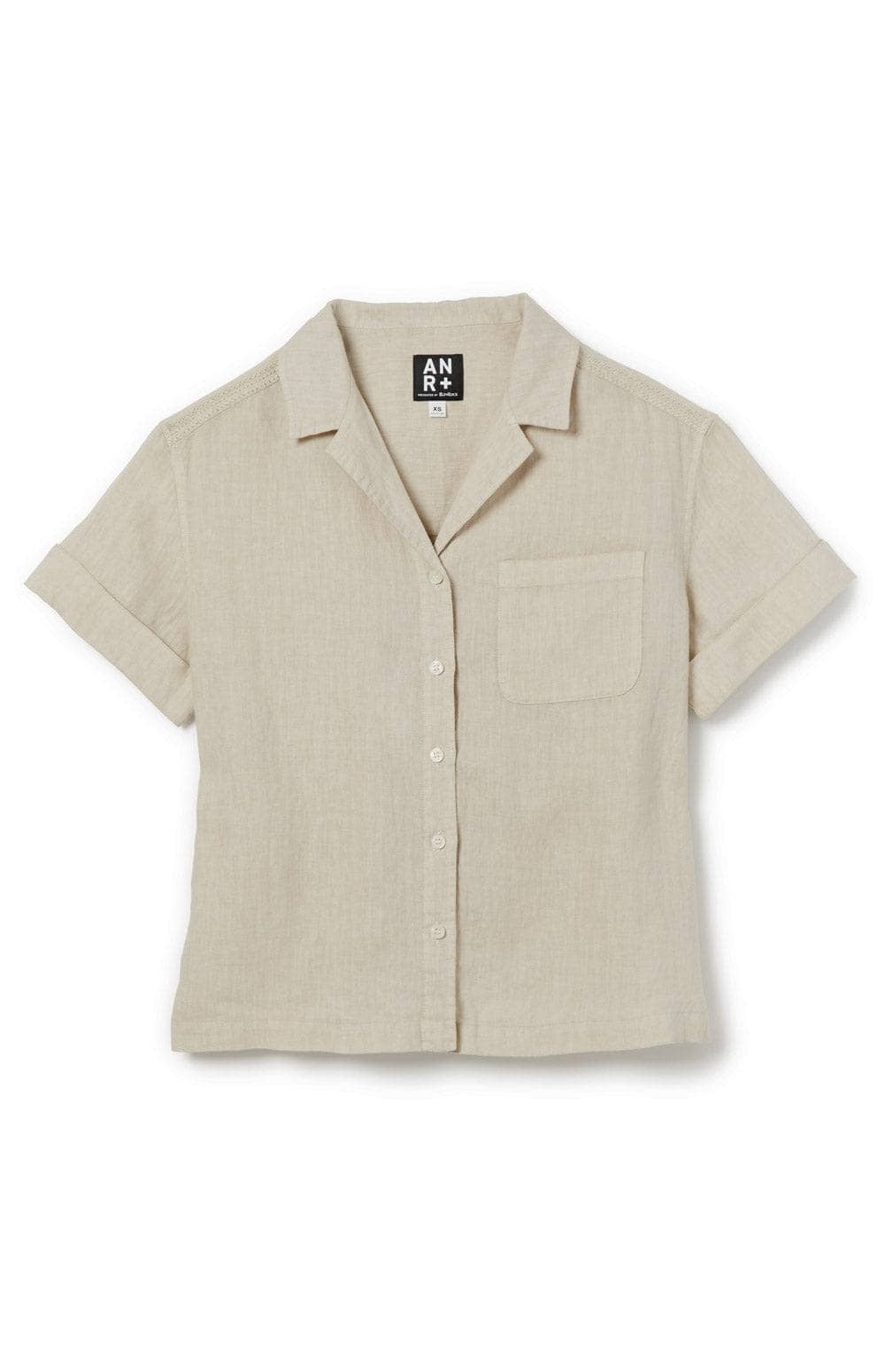 Jovie Button Down by Alp N Rock, Women's Beige Short Sleeve Linen Shirt