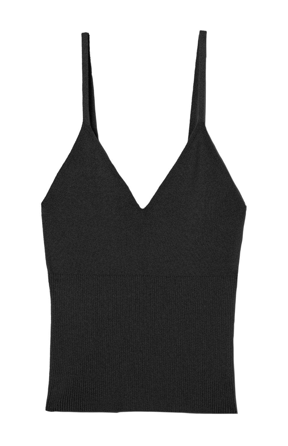 Ketti Rib Tank by Alp N Rock, Women's Black Rib Knit Tank with V Neck and Thin Straps