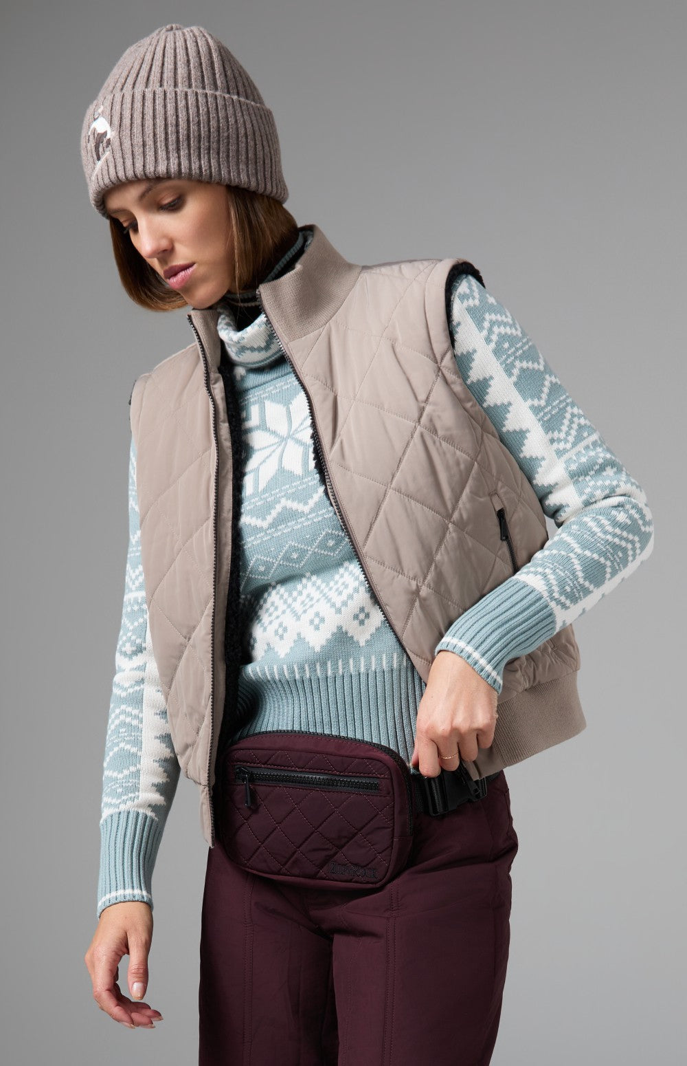 Alp N Rock Atlas Quilted Reversible Vest, taupe quilted revserible vest