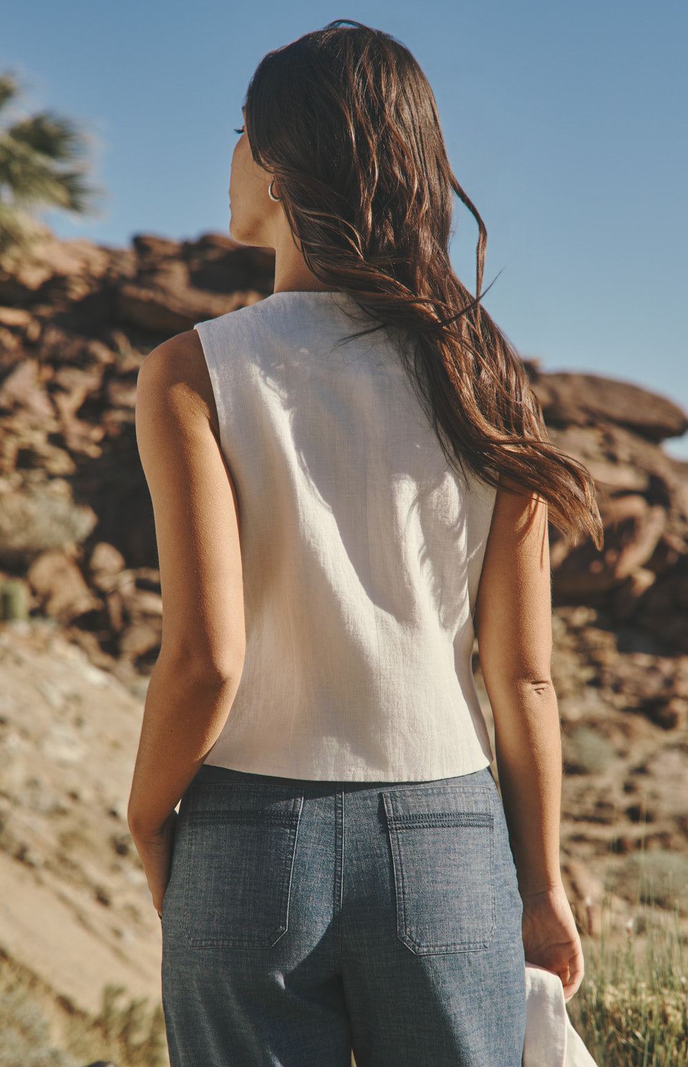 Alp N Rock Edith Linen Vest, ivory button front linen vest for women