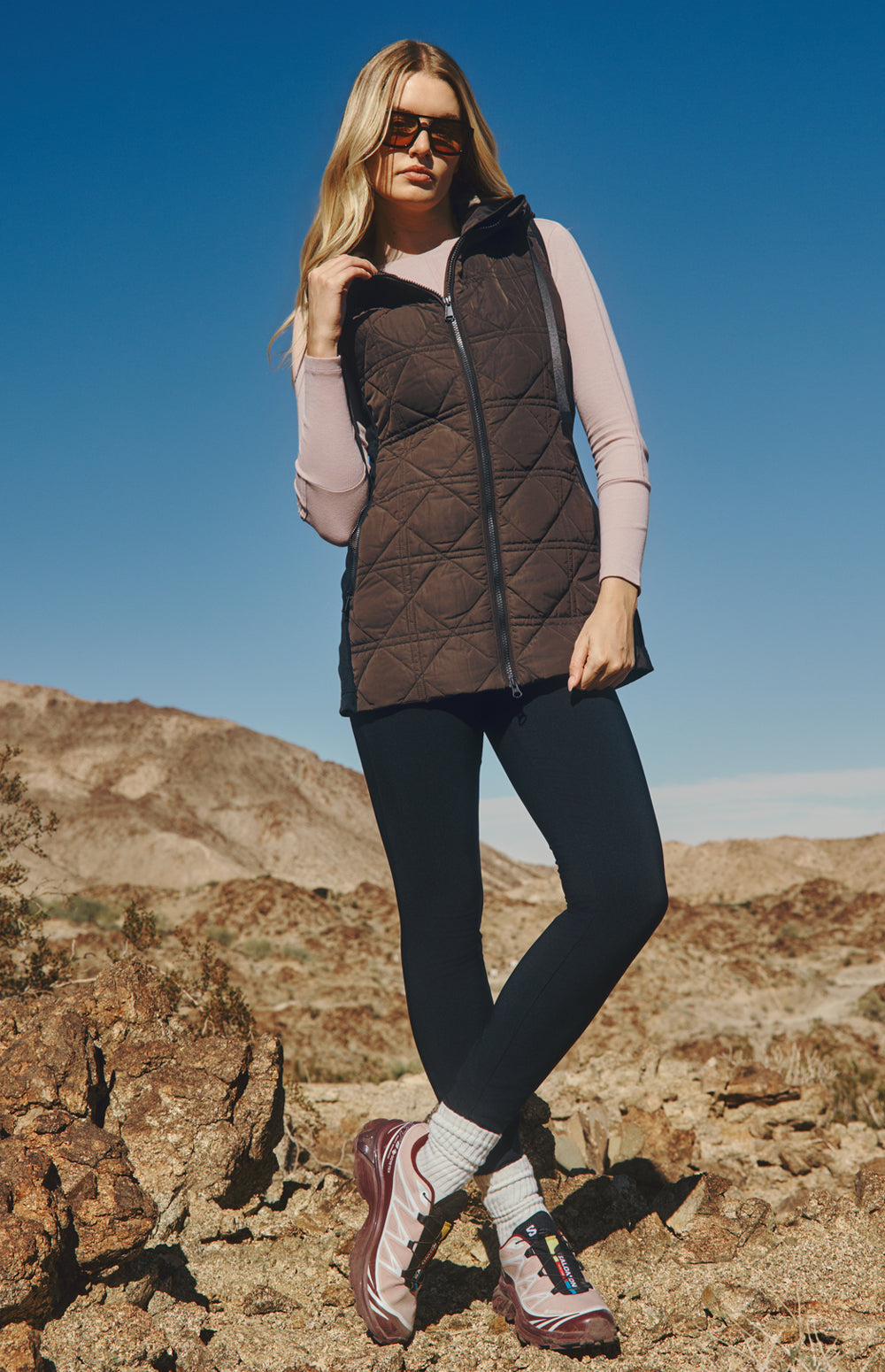 Sinclair Hooded Long Vest, Coffee | Alp N Rock Alp N Rock Womens Vest Sinclair Hooded Long Vest | Coffee