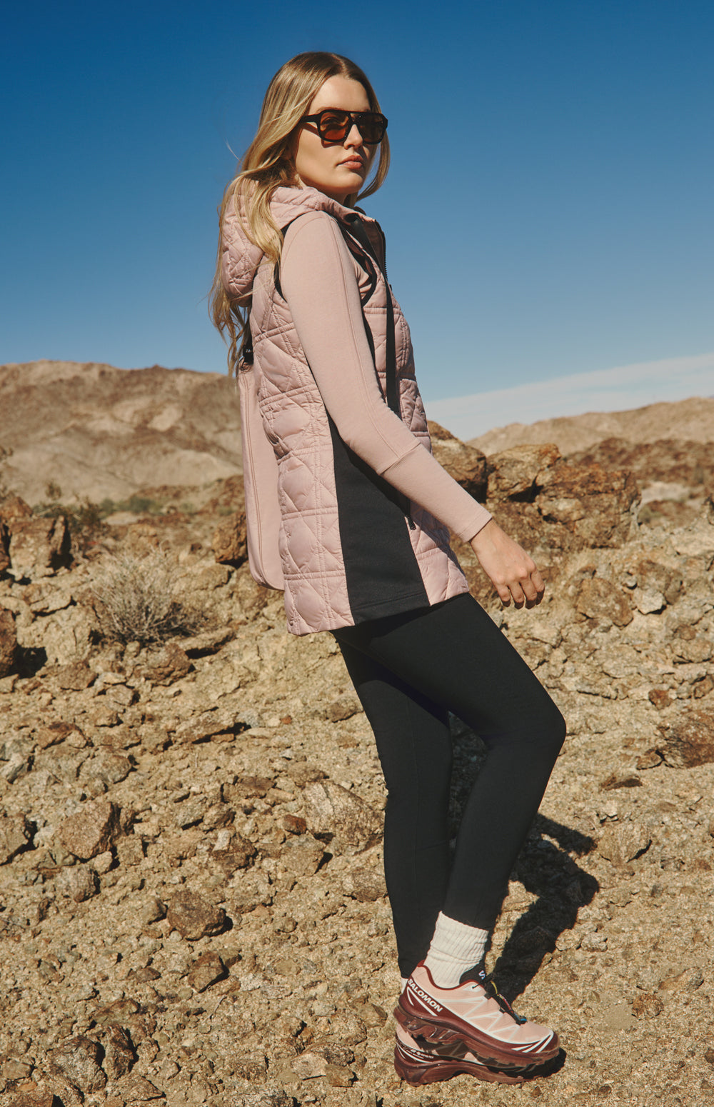 Alp N Rock Sinclair Vest, pink hooded quilted long vest for women