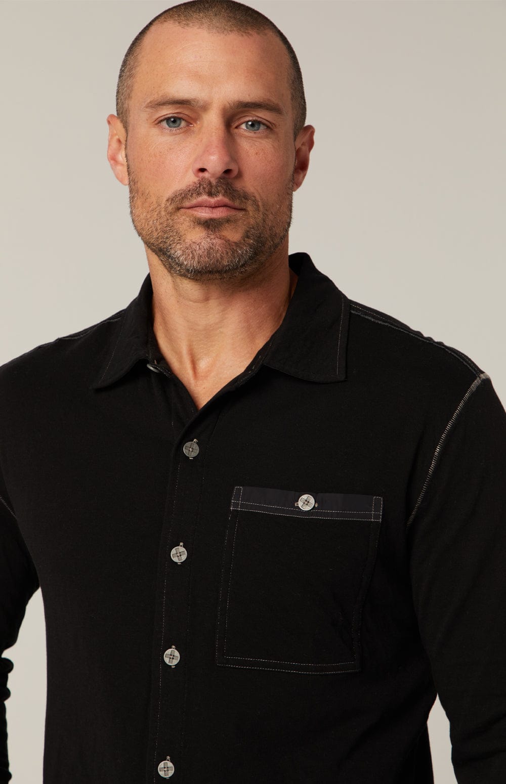 Jason Button Down by Alp N Rock, Men's Black Button Down Shirt with Chest Pocket
