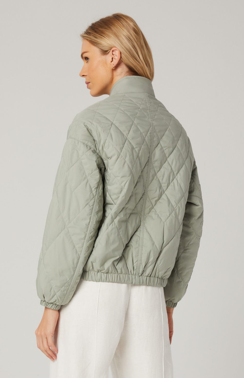Kaden Crop Jacket by Alp N Rock, Women's Light Green Quilted Jacket with Zipper