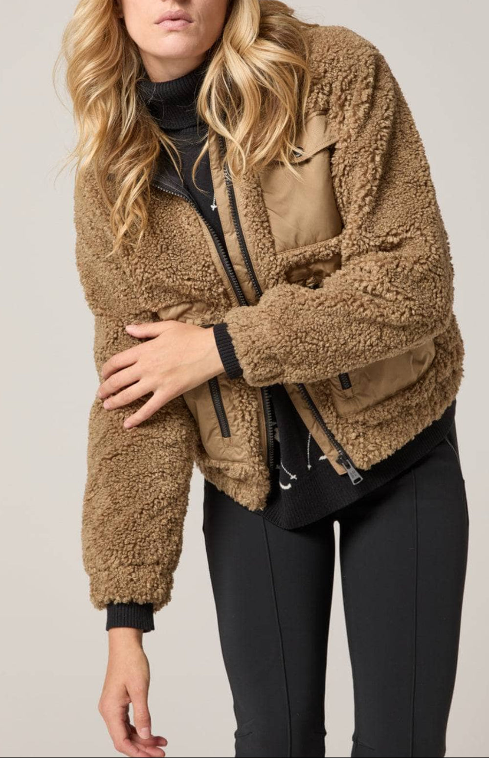 Noelle II Shearling Jacket by Alp N Rock, Women's Brown Shearling Jacket with Zipper and Patch Pockets