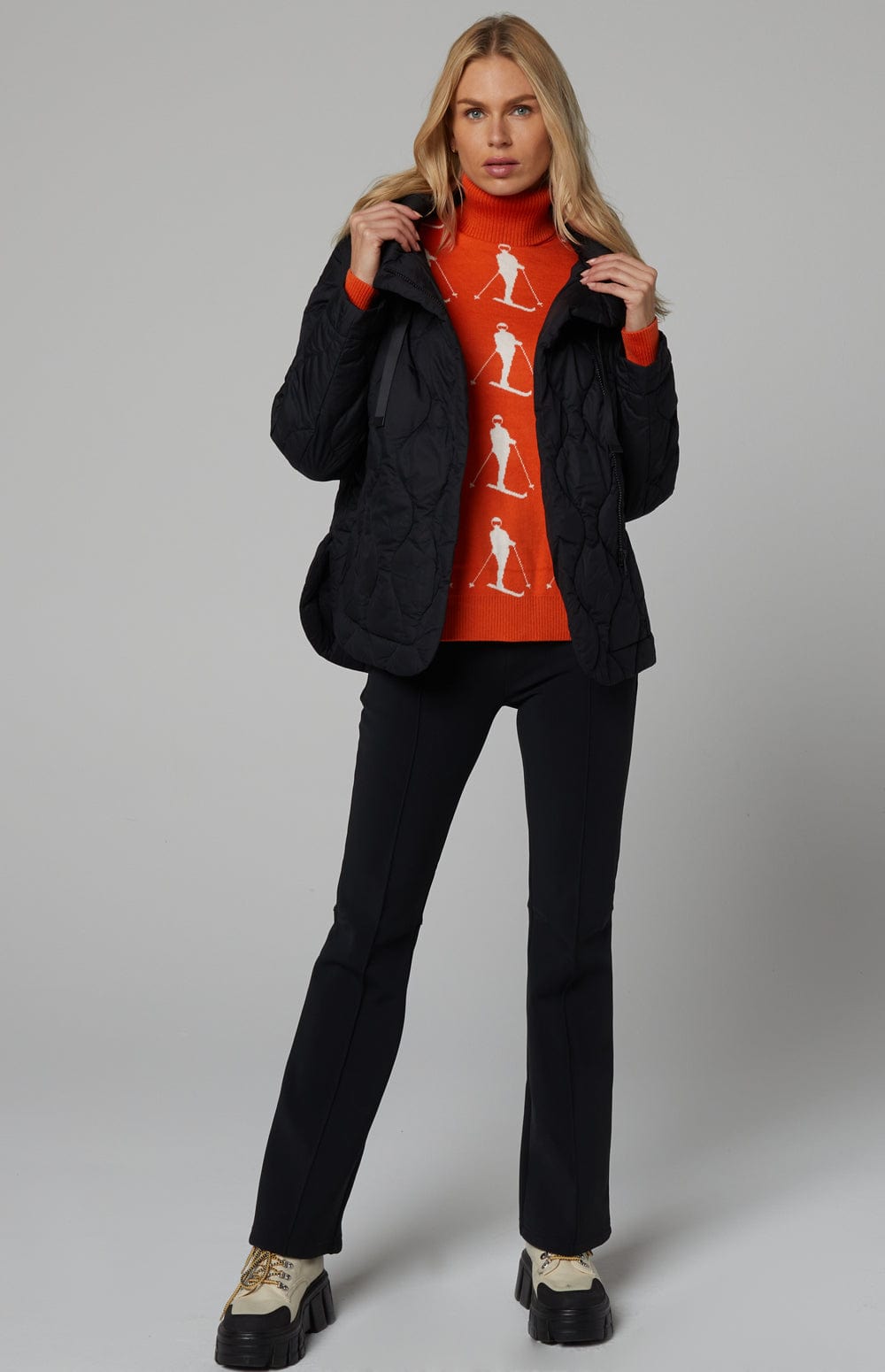 Nori Quilted Jacket by Alp N Rock, Women's Black Quilted Jacket with Zip Front and Hood