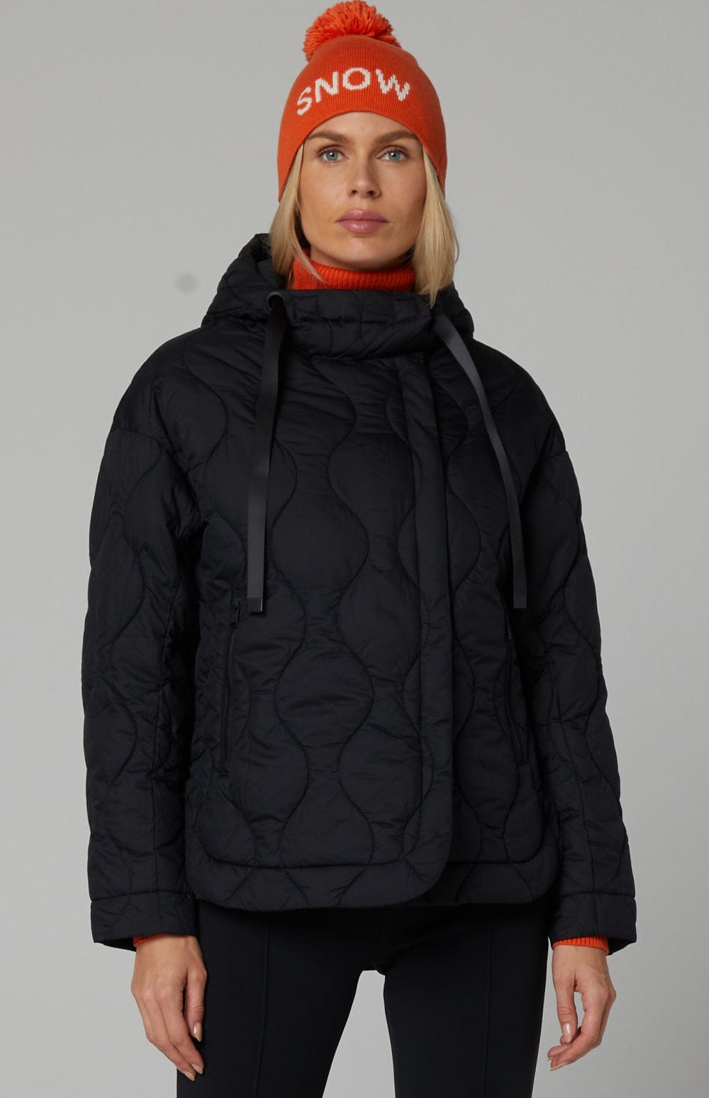 Nori Quilted Jacket by Alp N Rock, Women's Black Quilted Jacket with Zip Front and Hood