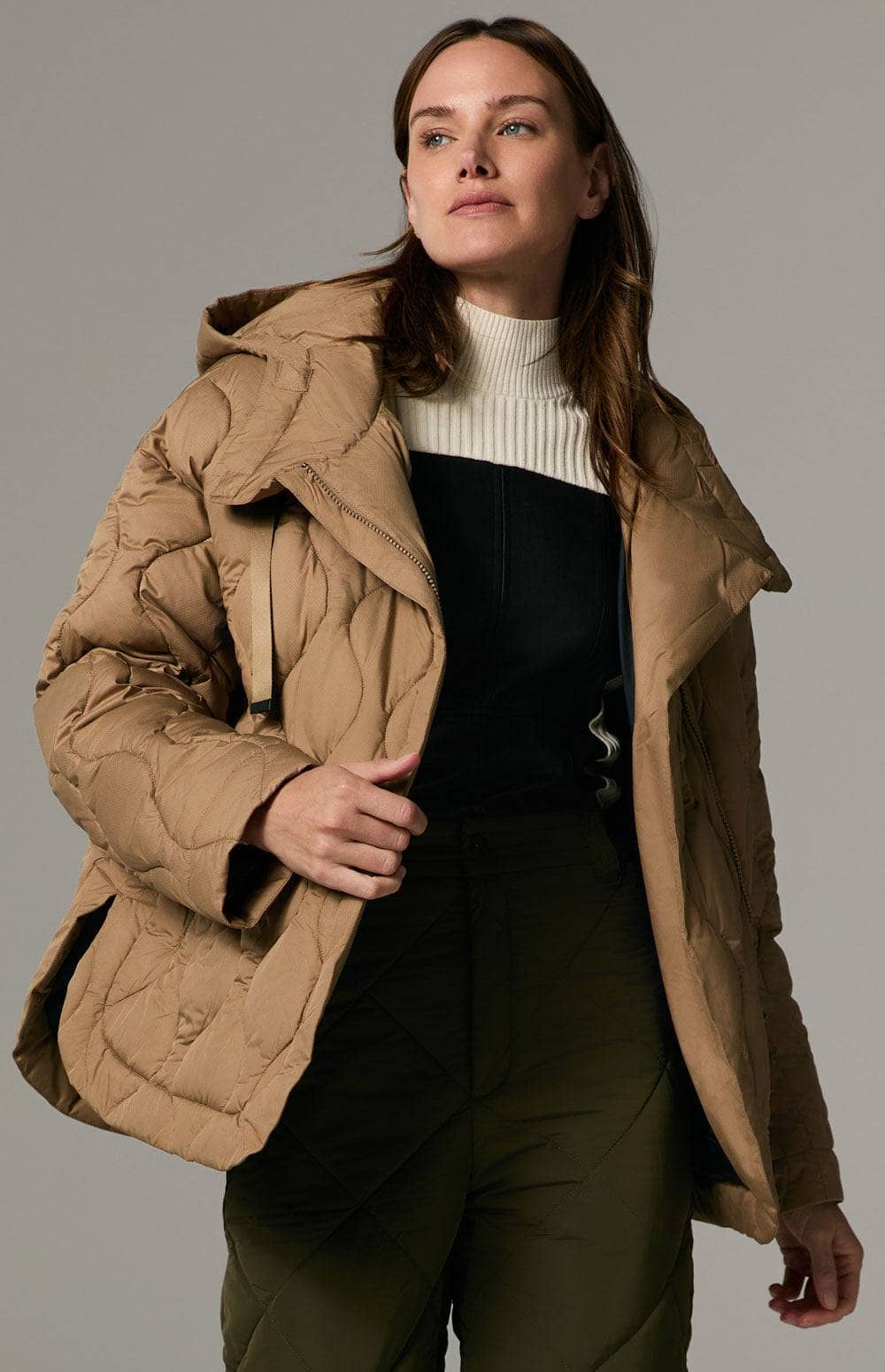 Nori Quilted Jacket by Alp N Rock, Women's Brown Quilted Jacket with Zip Front and Hood