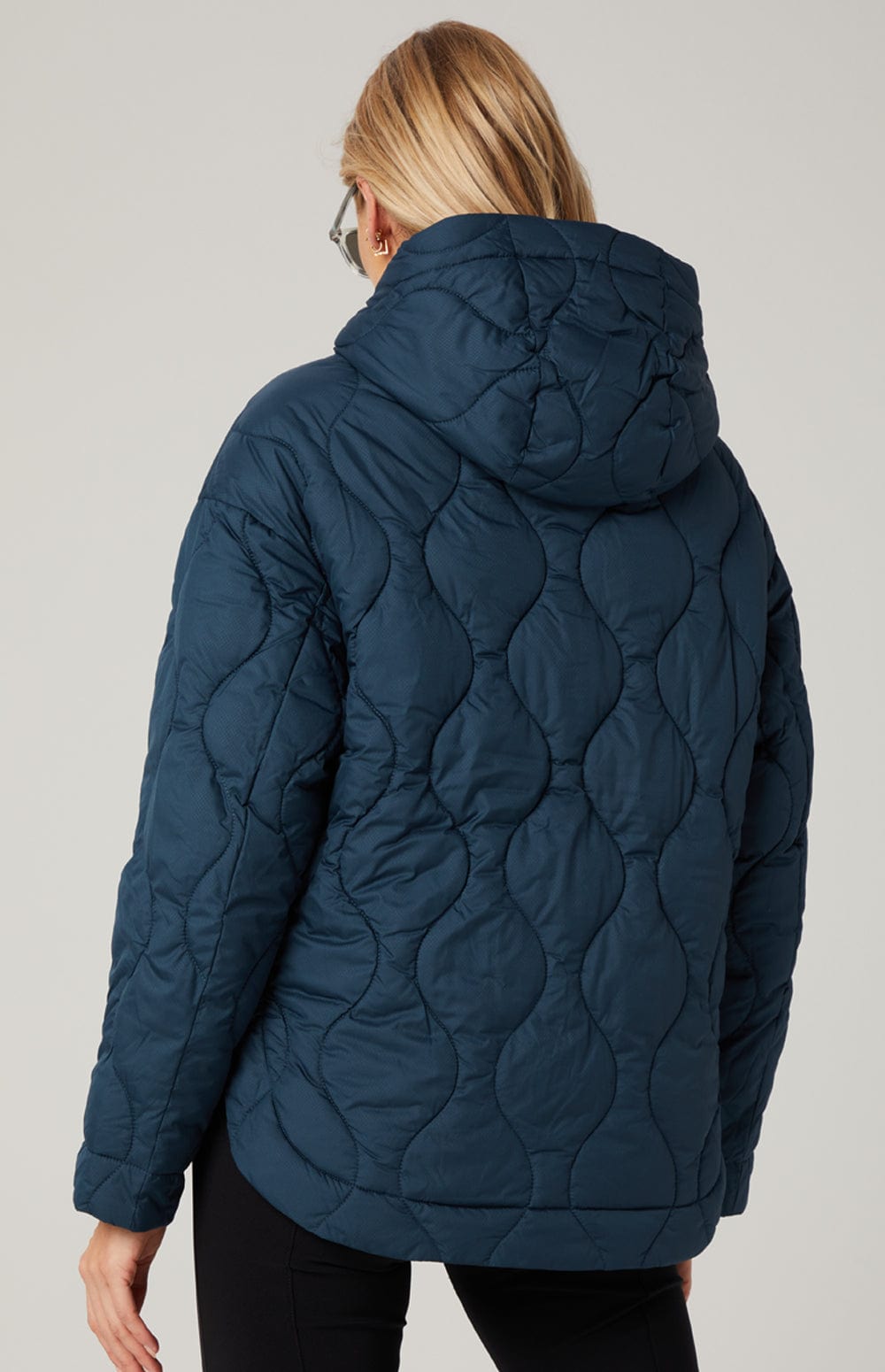 Nori Quilted Jacket by Alp N Rock, Women's Teal Blue Quilted Jacket with Zip Front and Hood