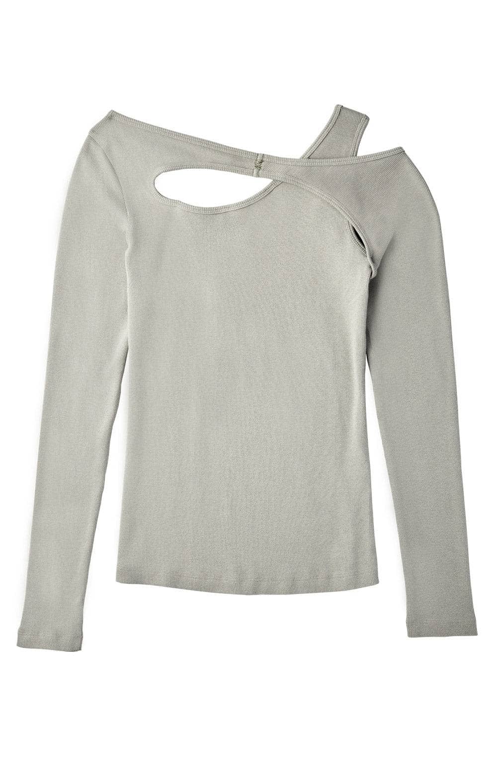 Nalla Crewneck Top by Alp N Rock, Women's Light Green Longsleeve Top with Overlapping Straps
